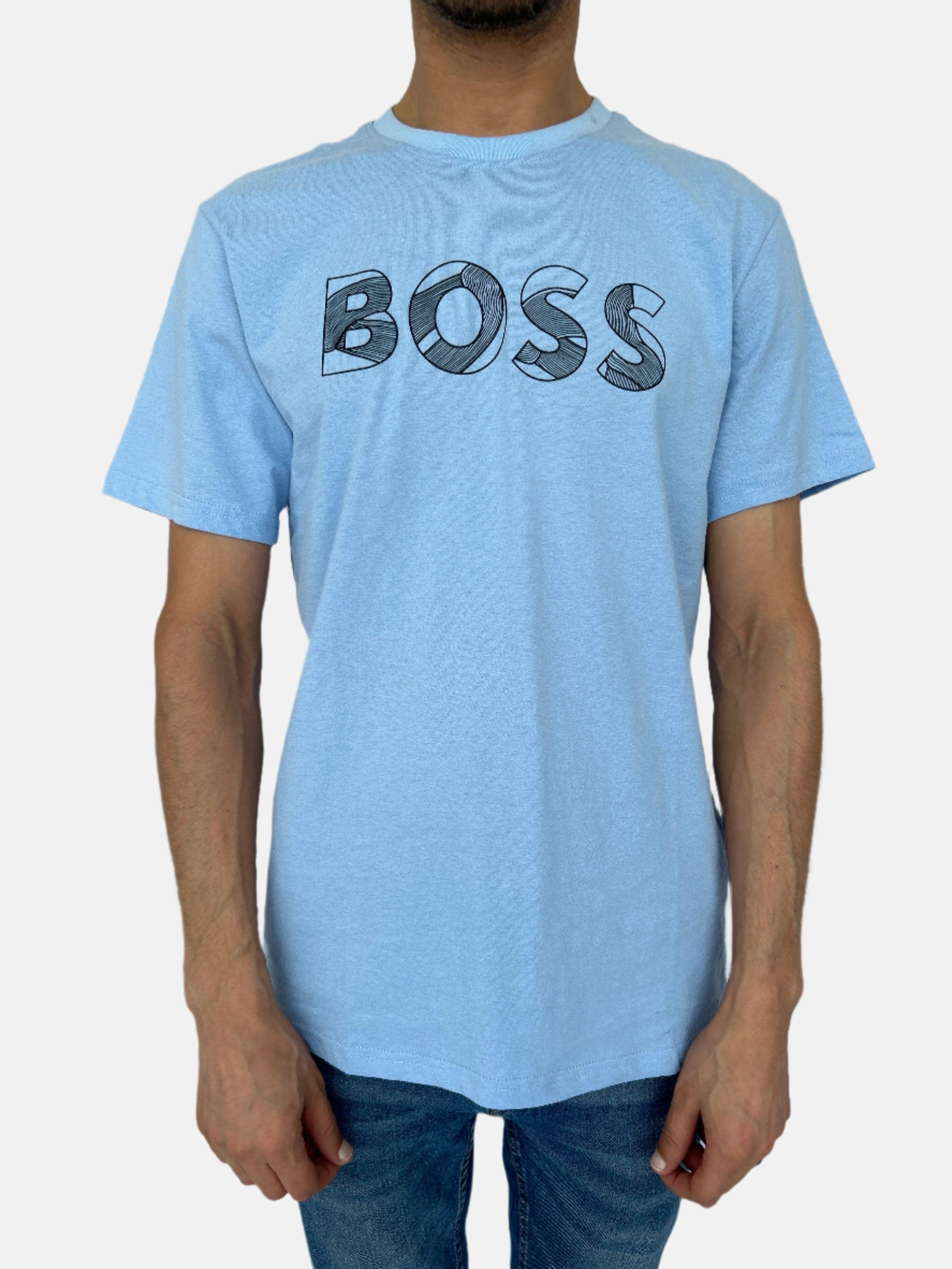 تي شيرت BOSS Sky Blue ذو الرقبة المستديرة
