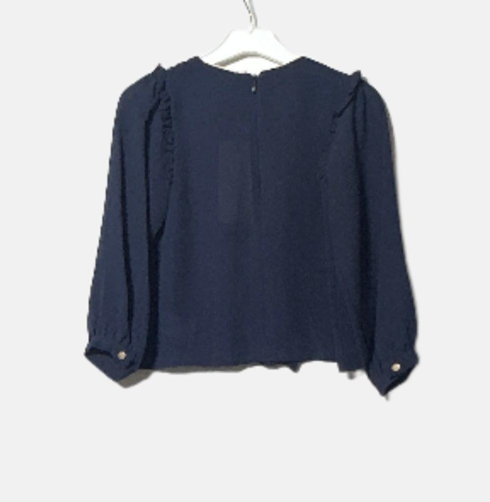 G19K50201 BLOUSE L/S SIM BIYELI FIRFIRLI GOMLEK Blu