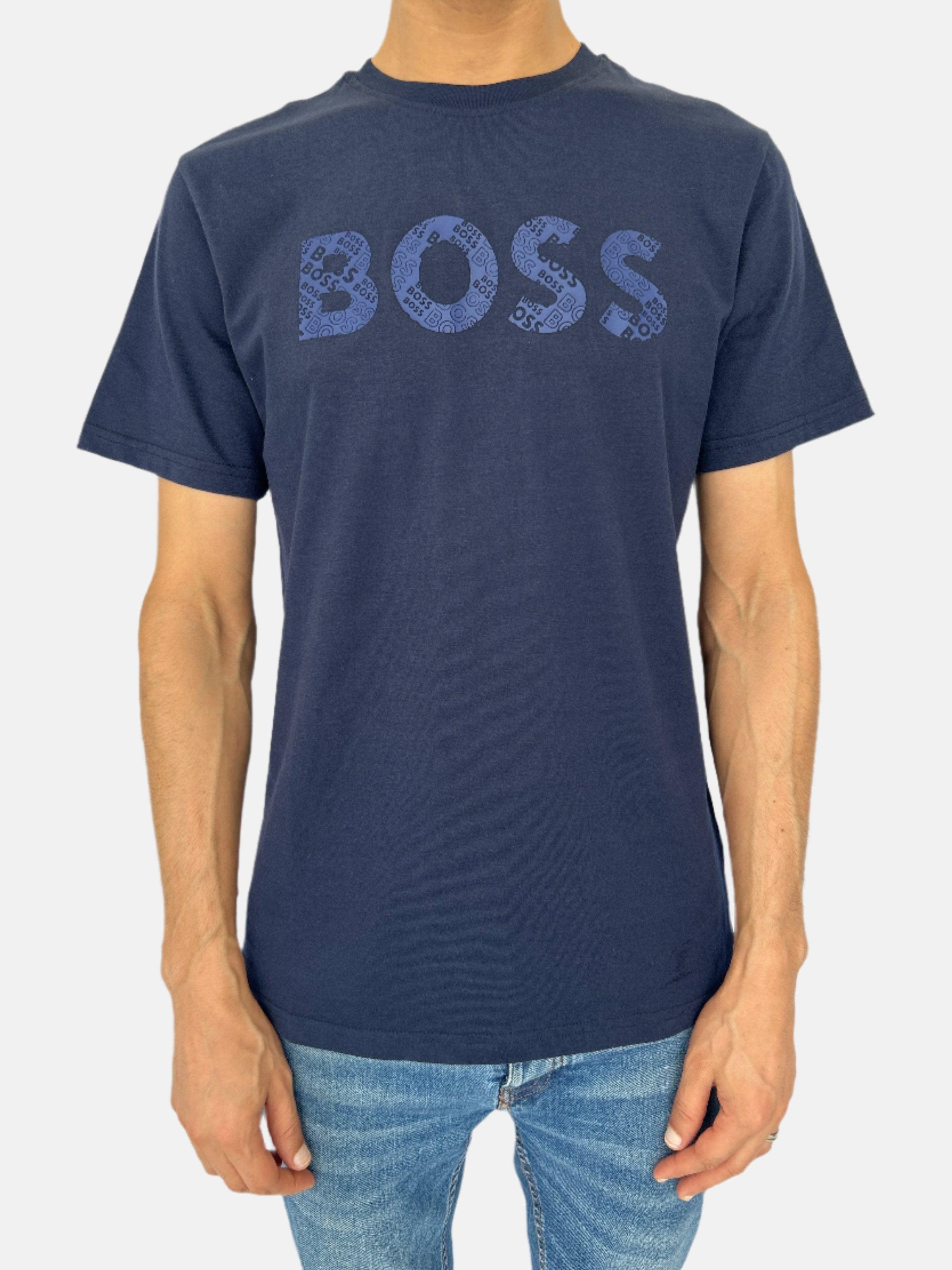 تي شيرت BOSS أزرق داكن بياقة دائرية