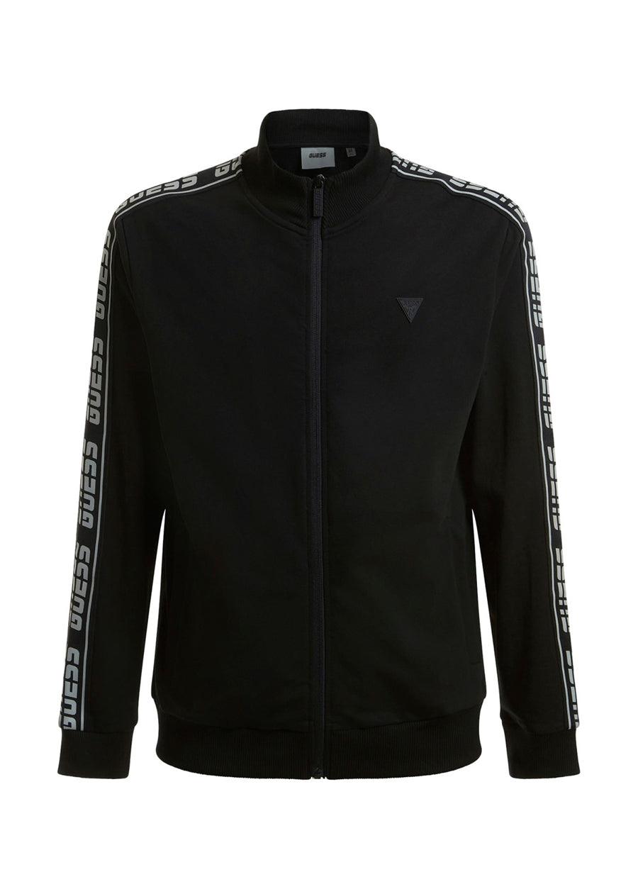 Guess ARLO Logo Tape Zippered Jacket Z2YQ12K6ZS1 Black