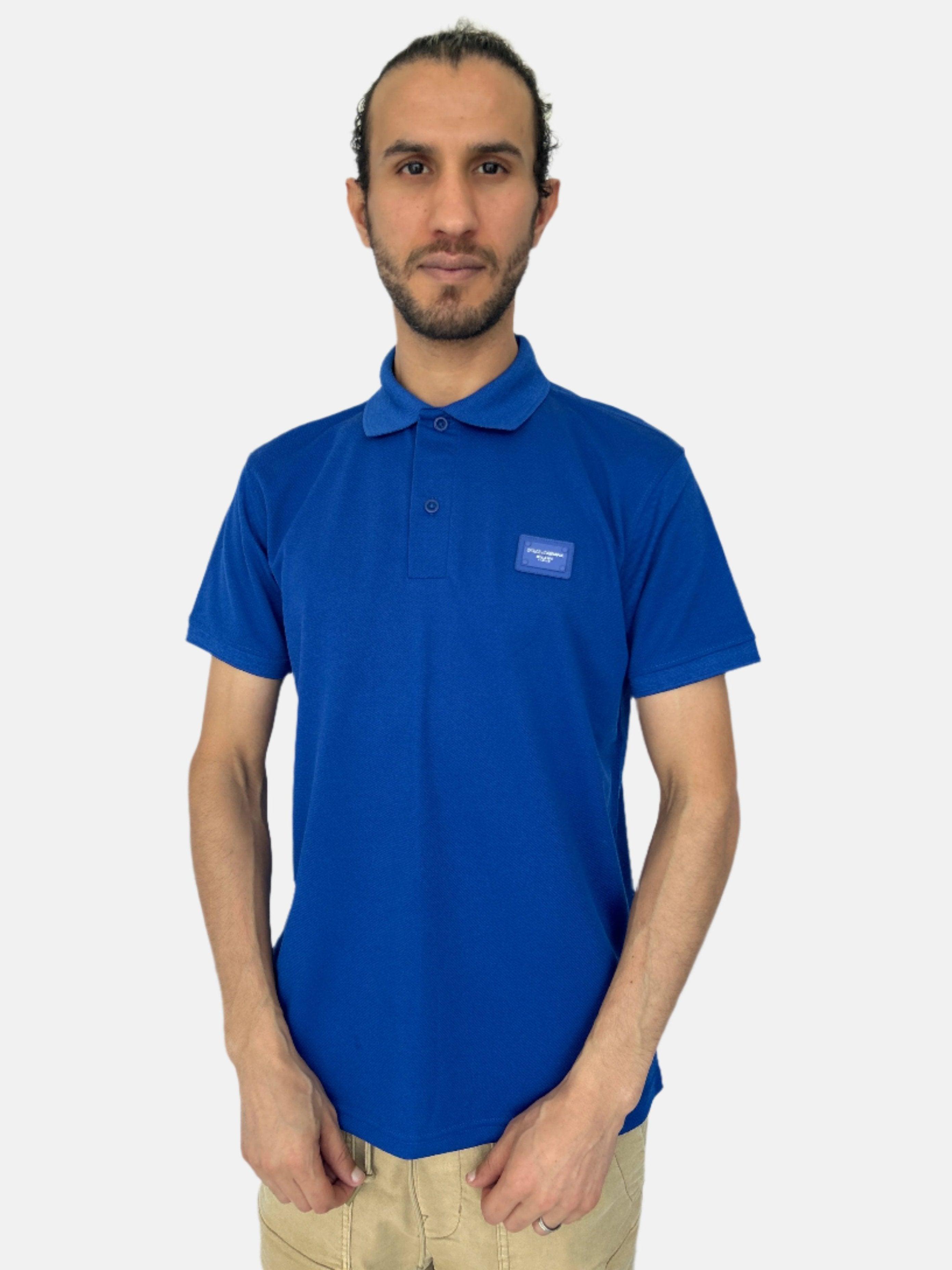 DOLCE & GABBANA Logo Plaque Polo T-shirt Blue