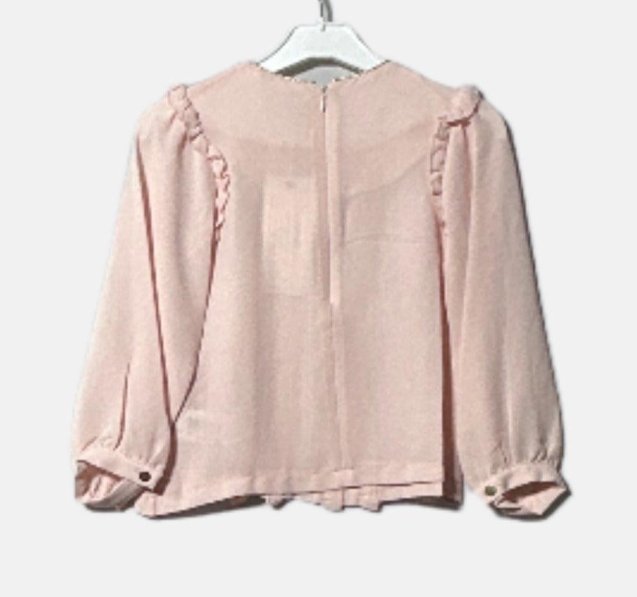 G19K50201 BLOUSE L/S SIM BIYELI FIRFIRLI GOMLEK Pembe