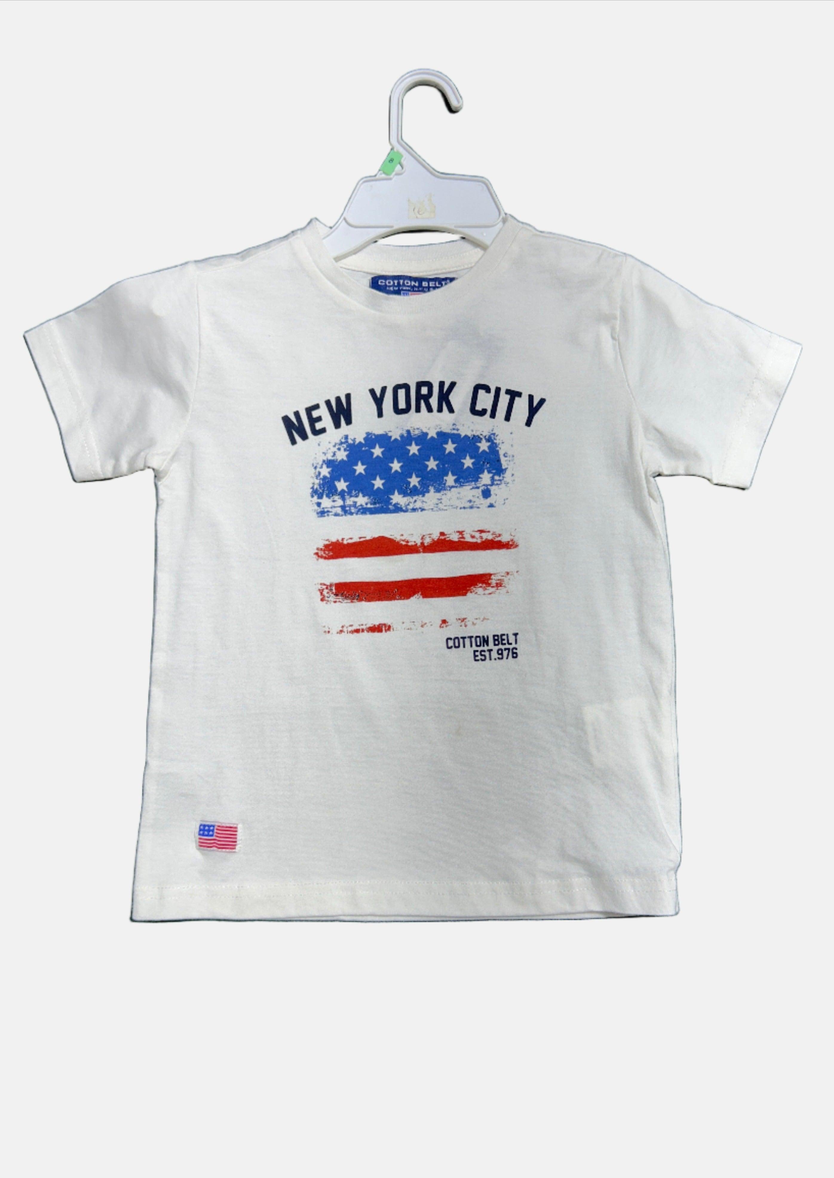 تي شيرت أبيض بحزام قطني للأولاد RN SS