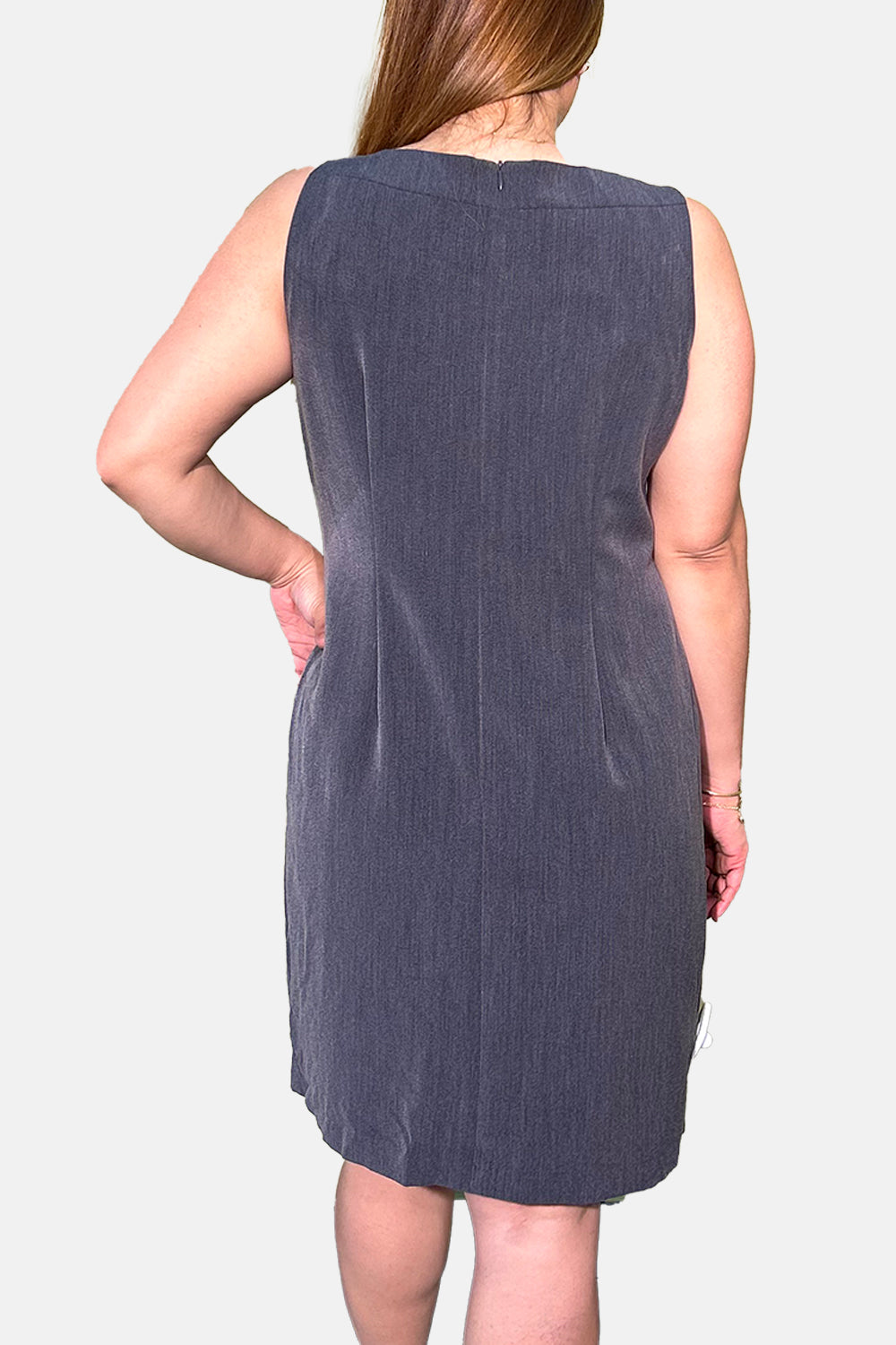 AGB Petite Women Sleeveless Dress 544335D Charcoal