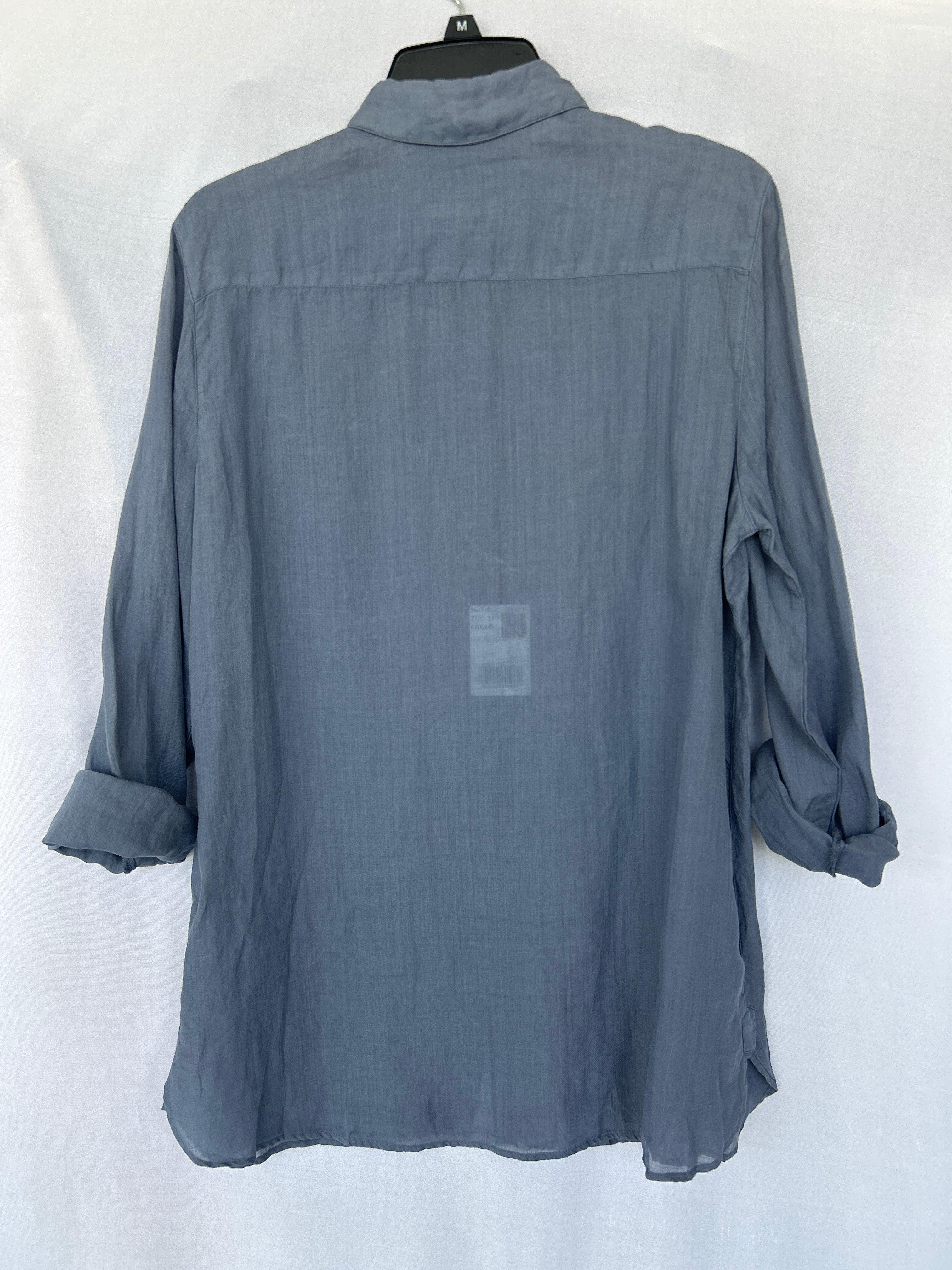 Blue Col-147 564319 Trussardi Women Linen Long Sleeve Shirt