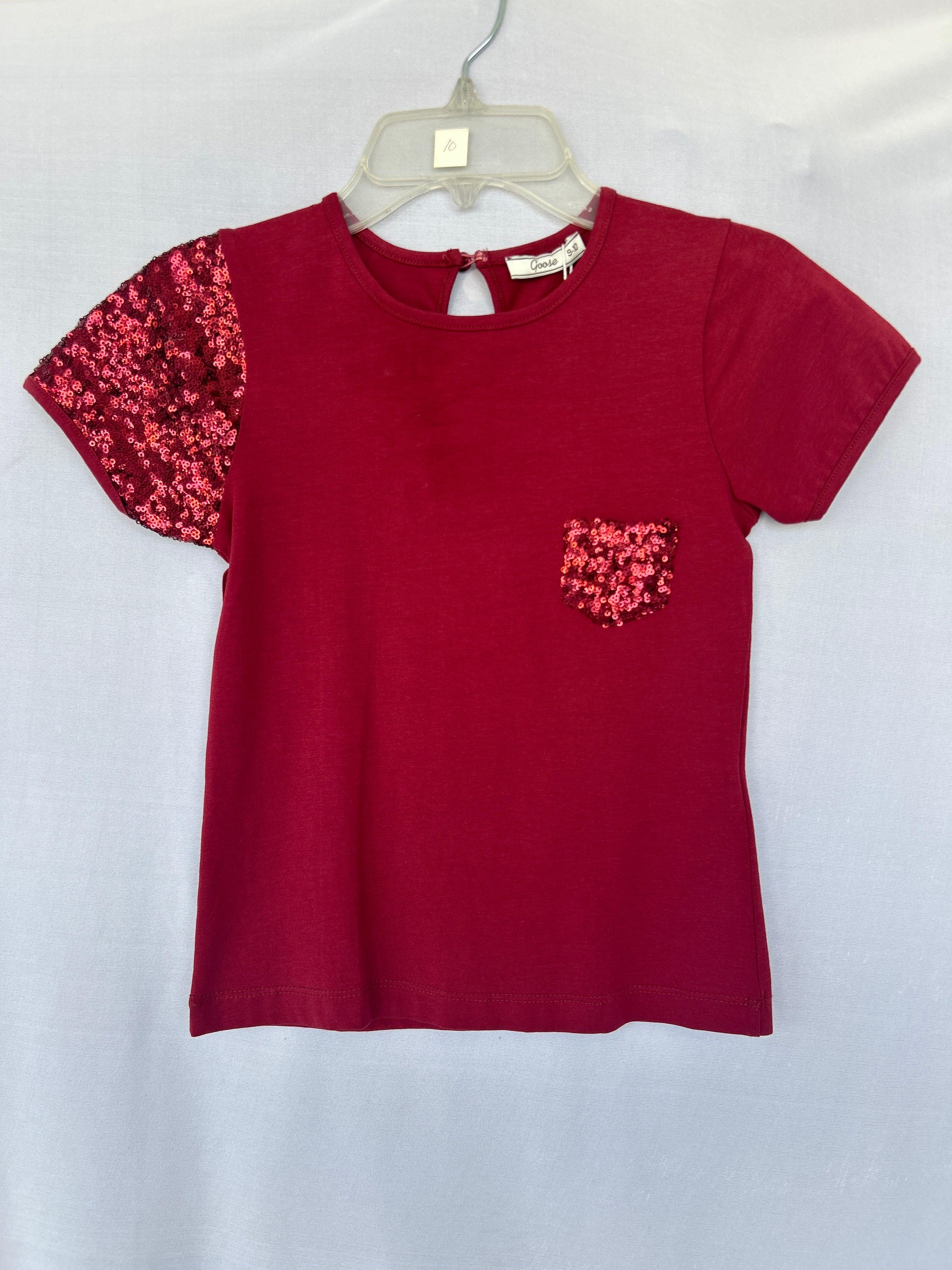GOOSE MAROON-9-10Y G16K52517 GIRL SS TOP