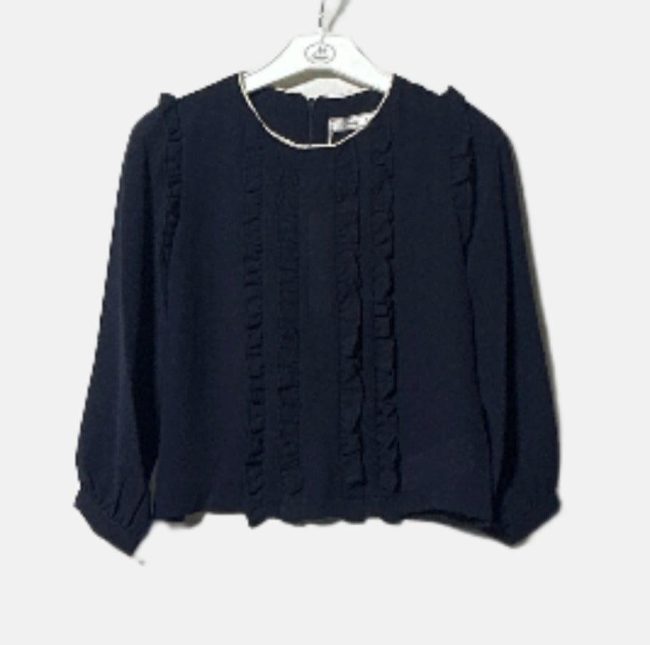 G19K50201 BLOUSE L/S SIM BIYELI FIRFIRLI GOMLEK Blu