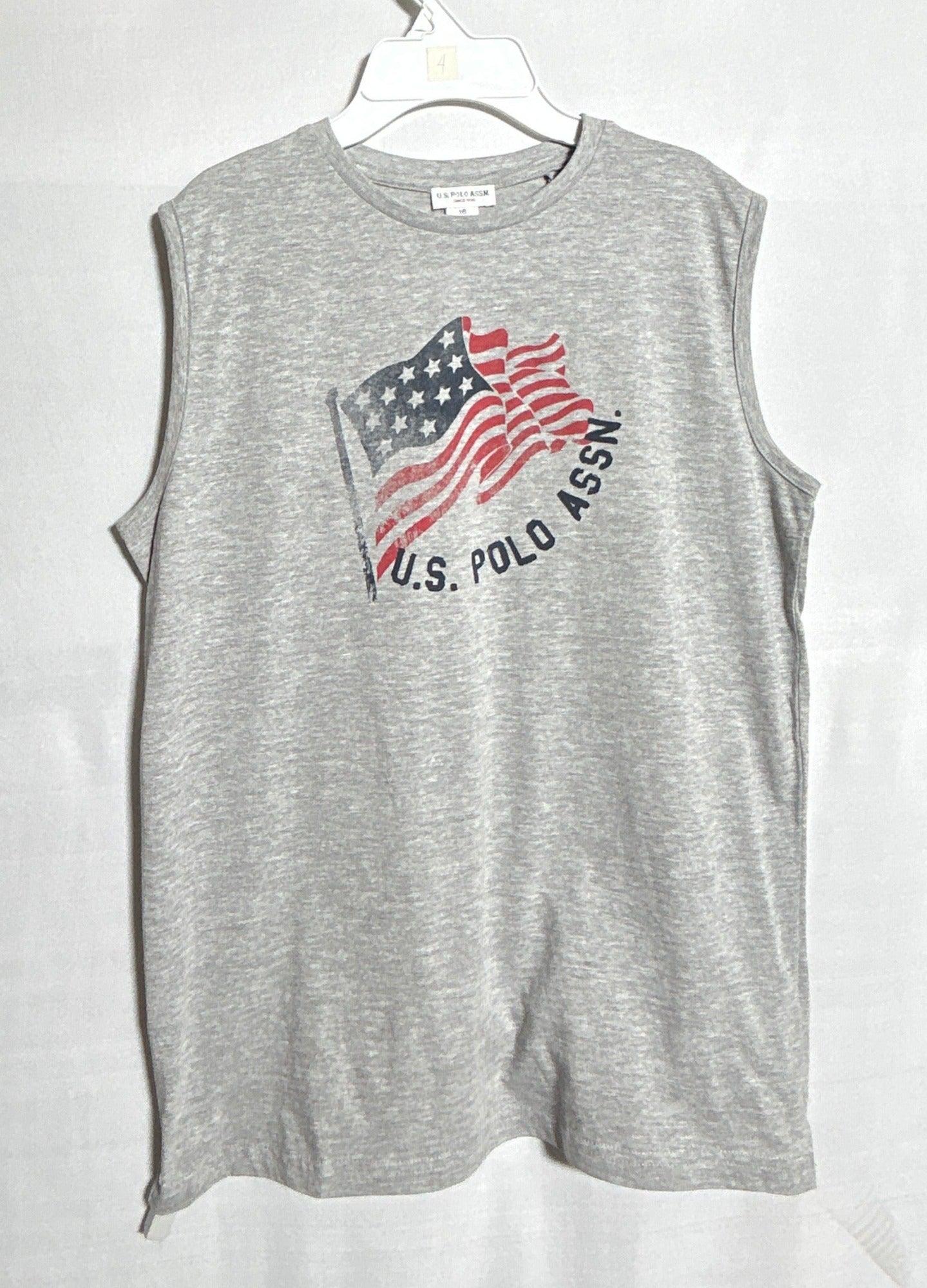 تي شيرت بدون أكمام للأولاد من US POLO ASSN باللون الرمادي - 16