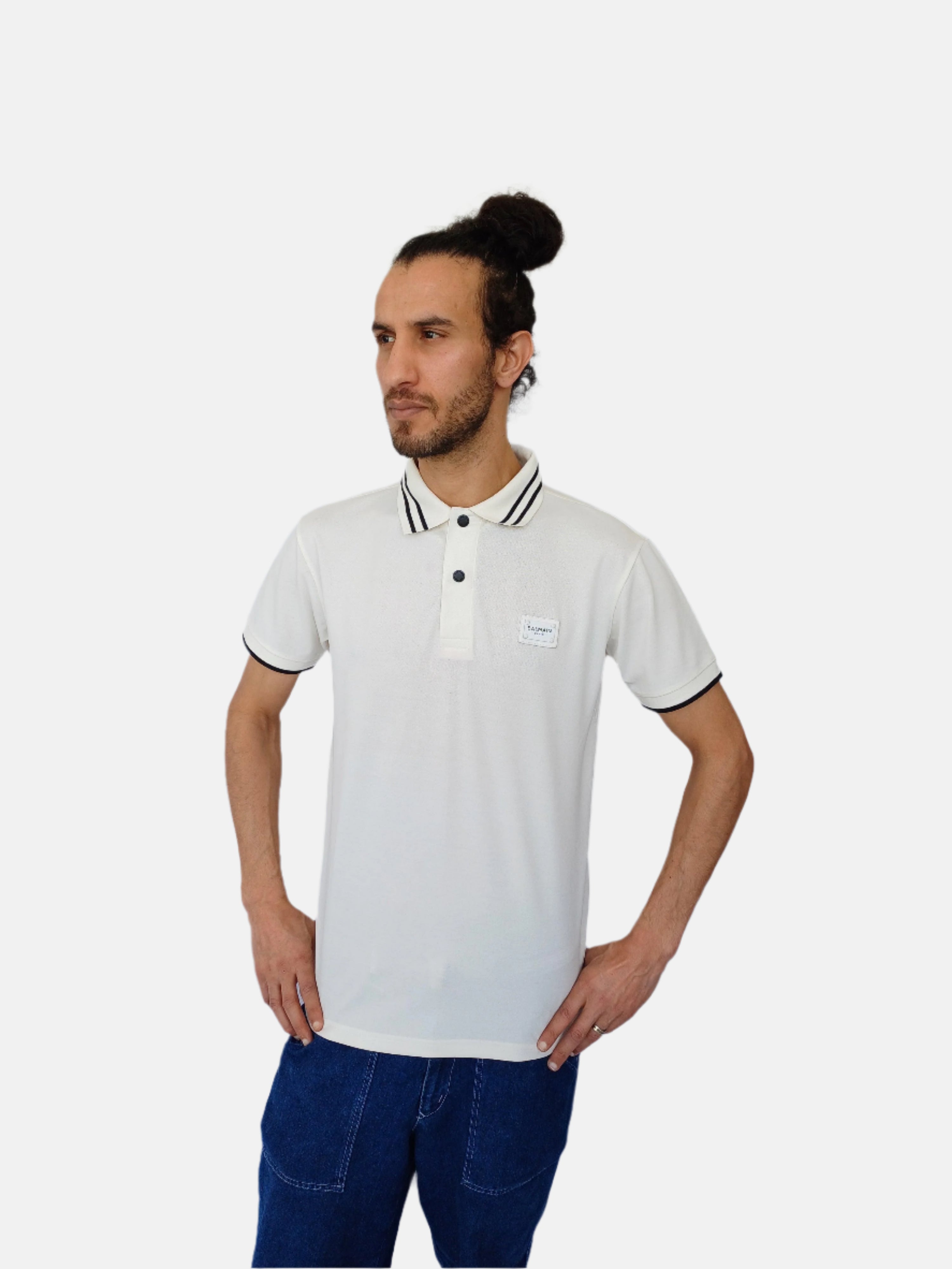 تي شيرت بولو رجالي من بالمان باللون الأبيض