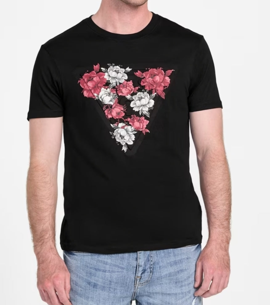 Guess Round Neck T-shirt Black Flore XBVI0P