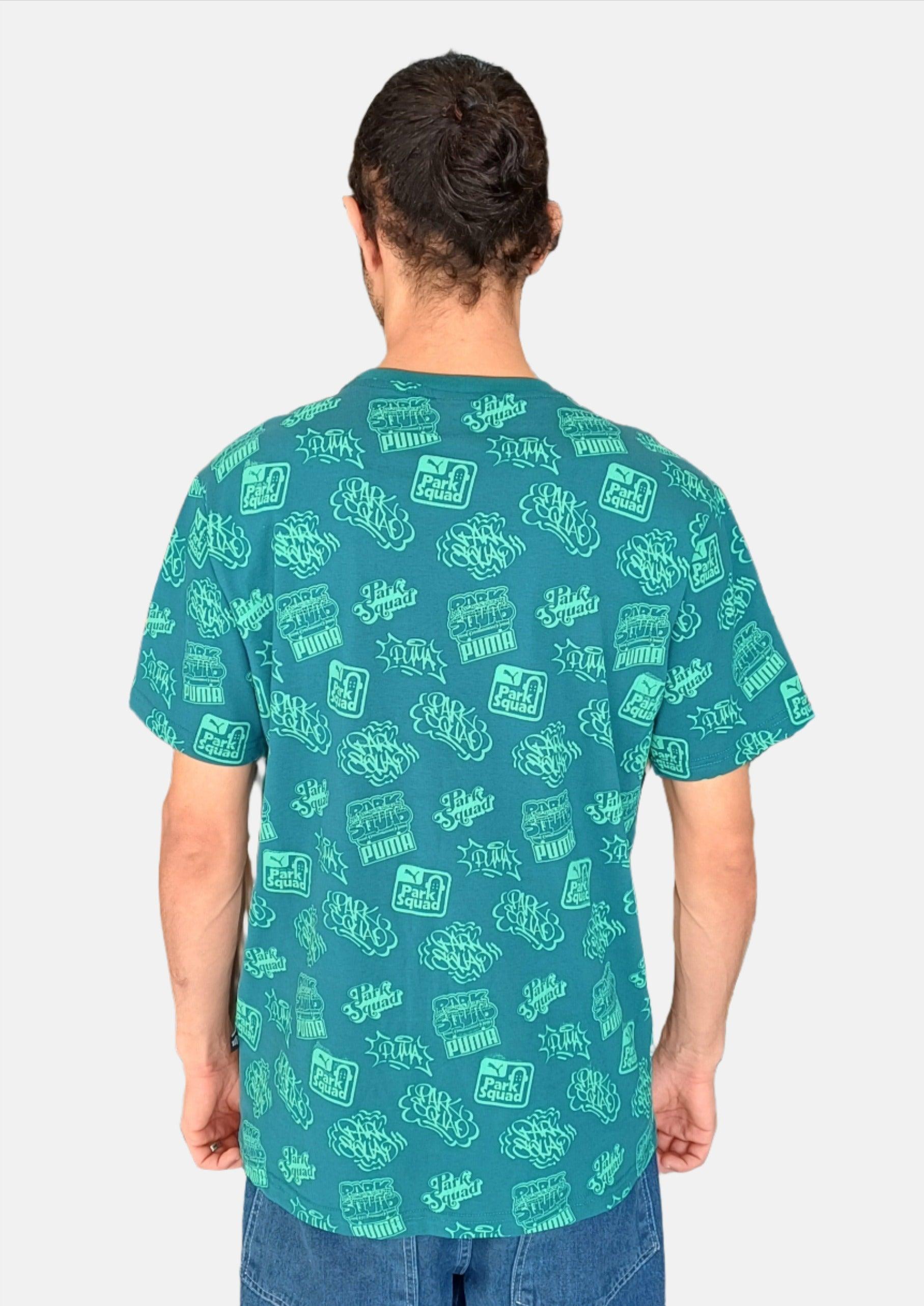 تي شيرت بوما ذو الرقبة المستديرة باللون الأخضر الداكن