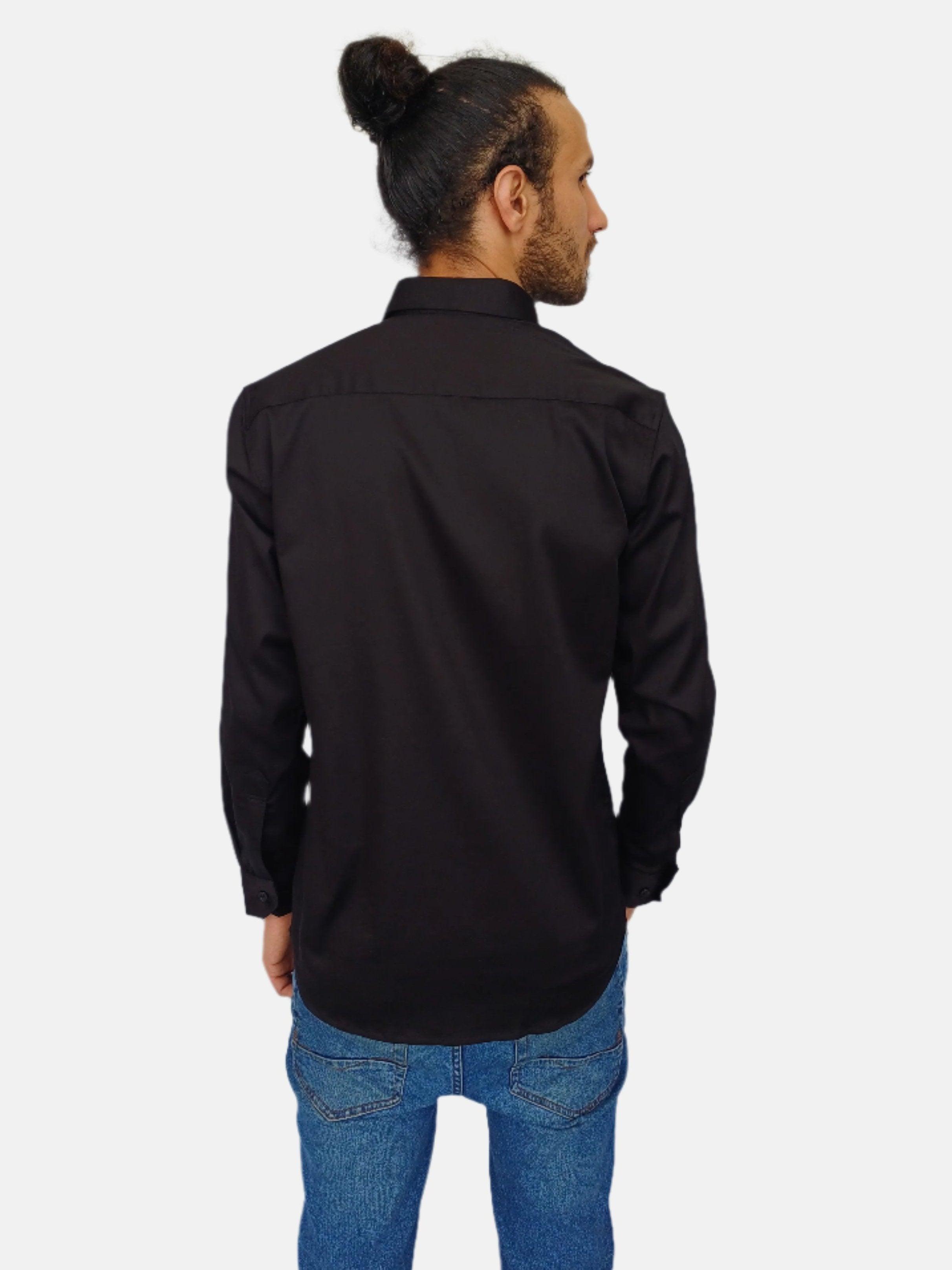 قميص أرماني إكستشينج رجالي ضيق باللون الأسود