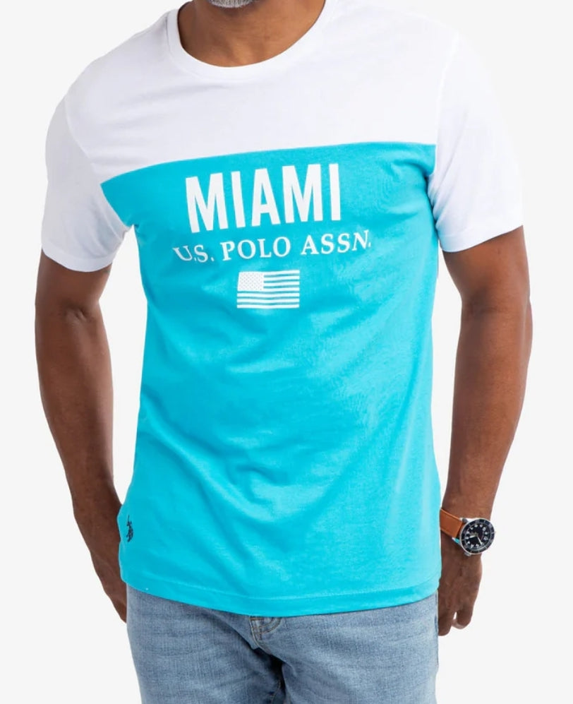 U.S. Polo Assn. Round Neck T-Shirts Aqua Blue 42
