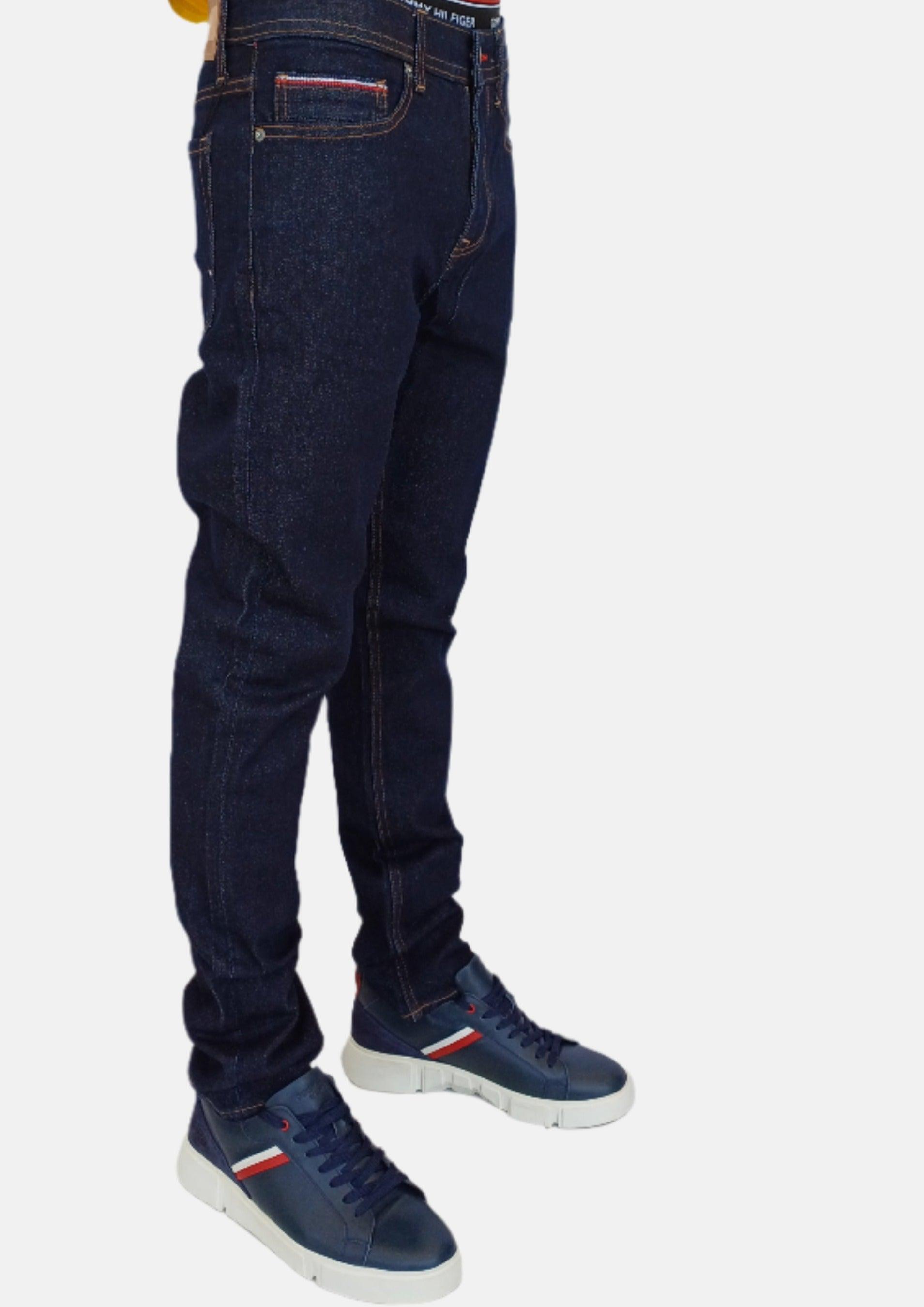 بنطلون جينز رجالي ضيق باللون الأسود من TOMMY HILFIGER