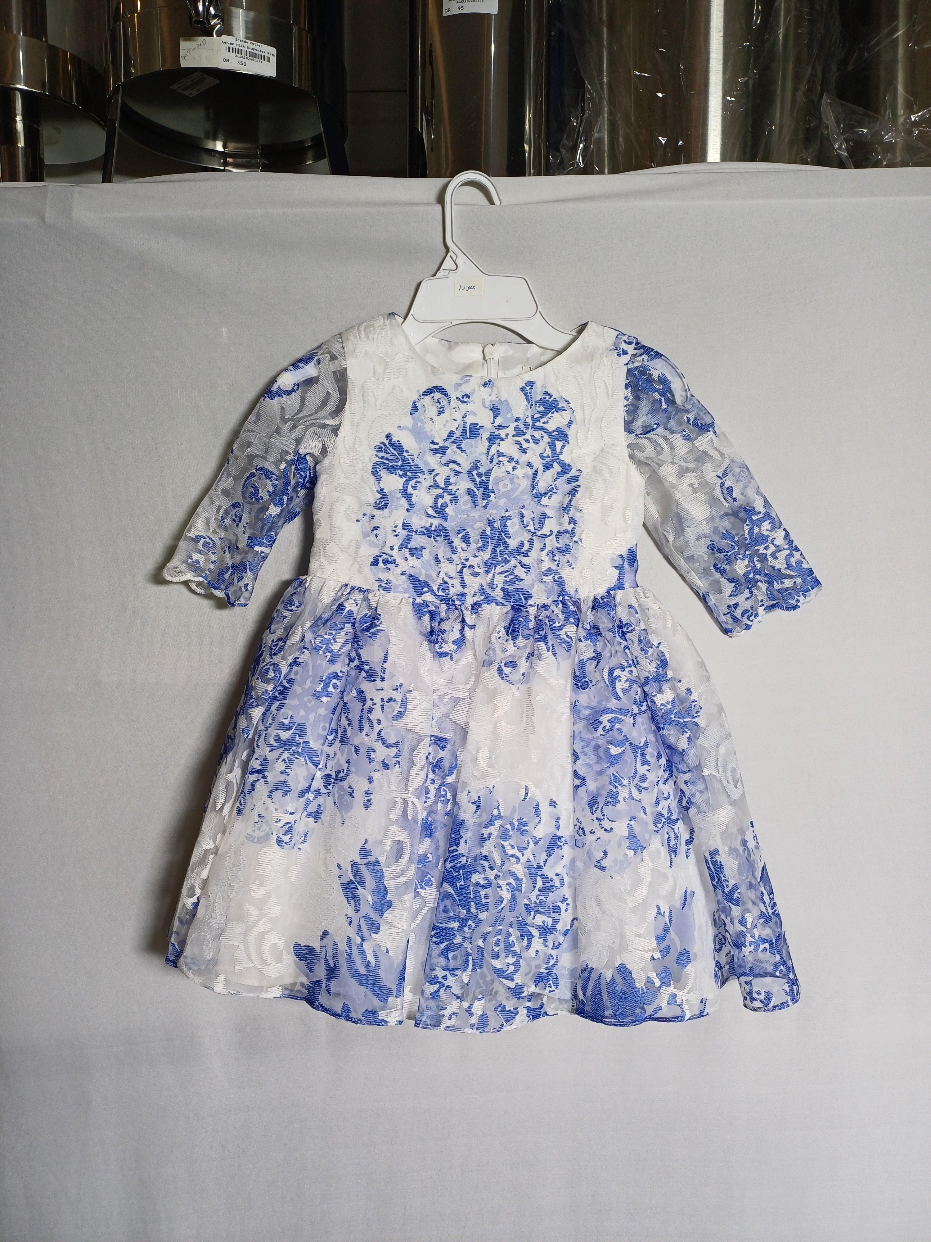 DAVID CHARLES WHTBLU-4Y GIRL DRESS DC0031