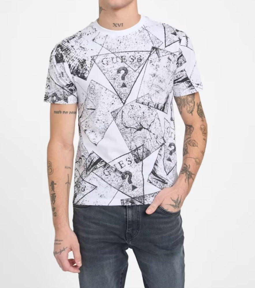 Guess Round Neck T-shirt White Black XBOI68