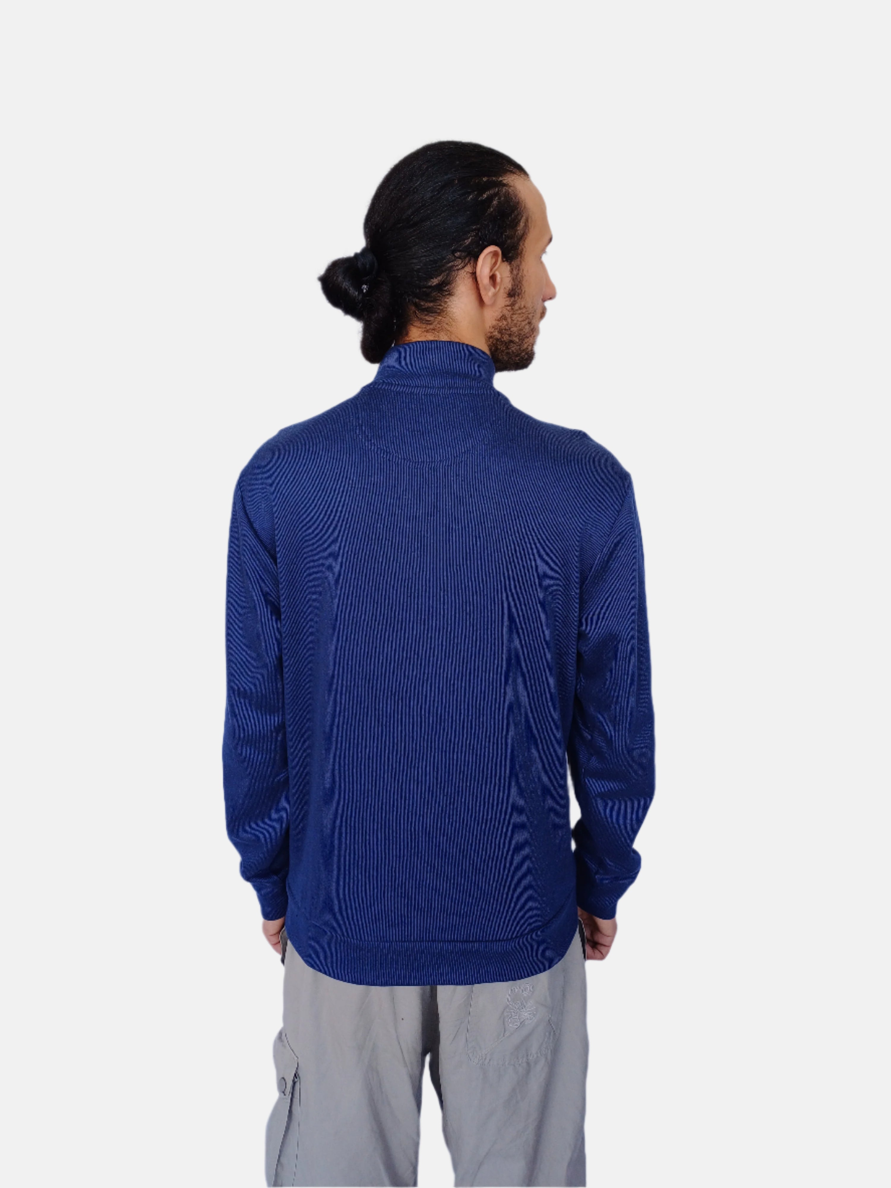 سويت شيرت رجالي من USPolo Assn. أزرق داكن بسحاب ربعي ورقبة دائرية