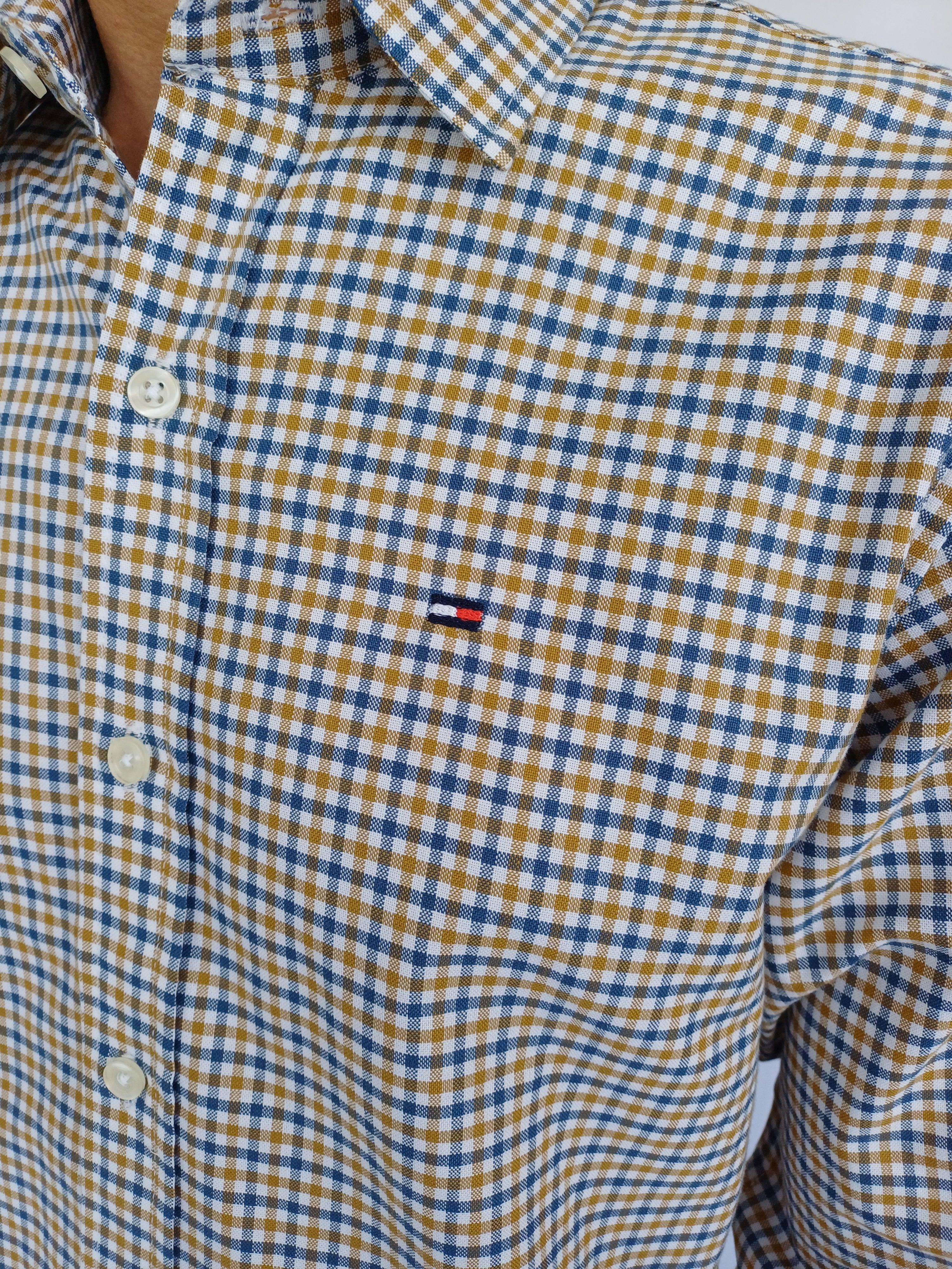 Yellow blue Check Tommy Hilfiger Men Shirt