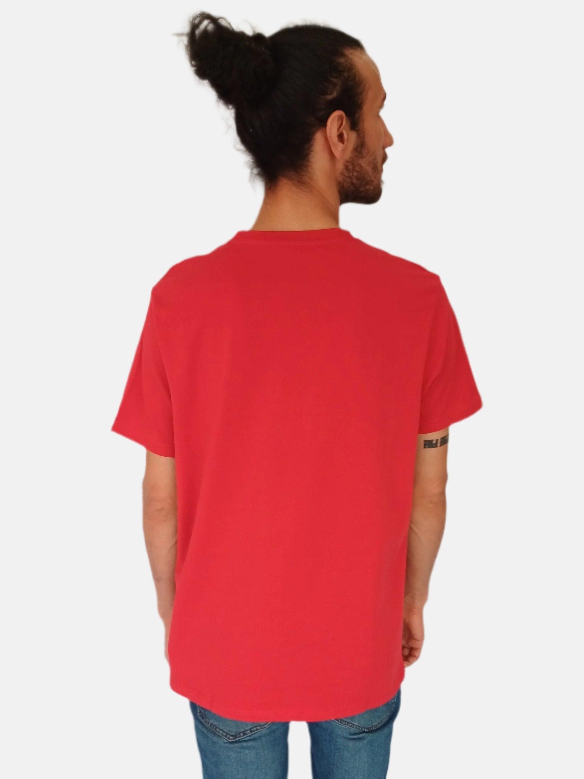 تي شيرت Armani Exchange مطبوع باللونين الأحمر والأسود وياقة مستديرة