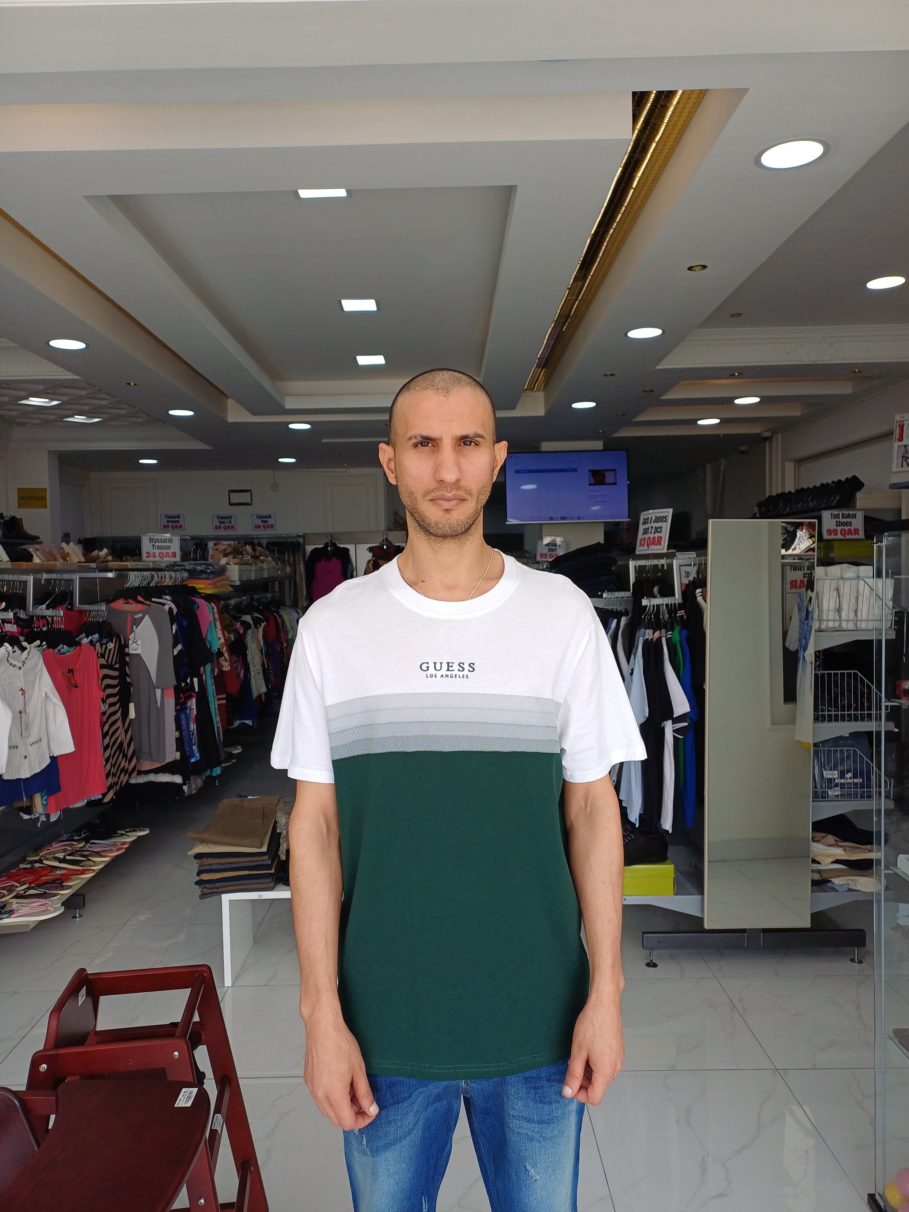 Guess Round Neck T-shirt White Green X20I25