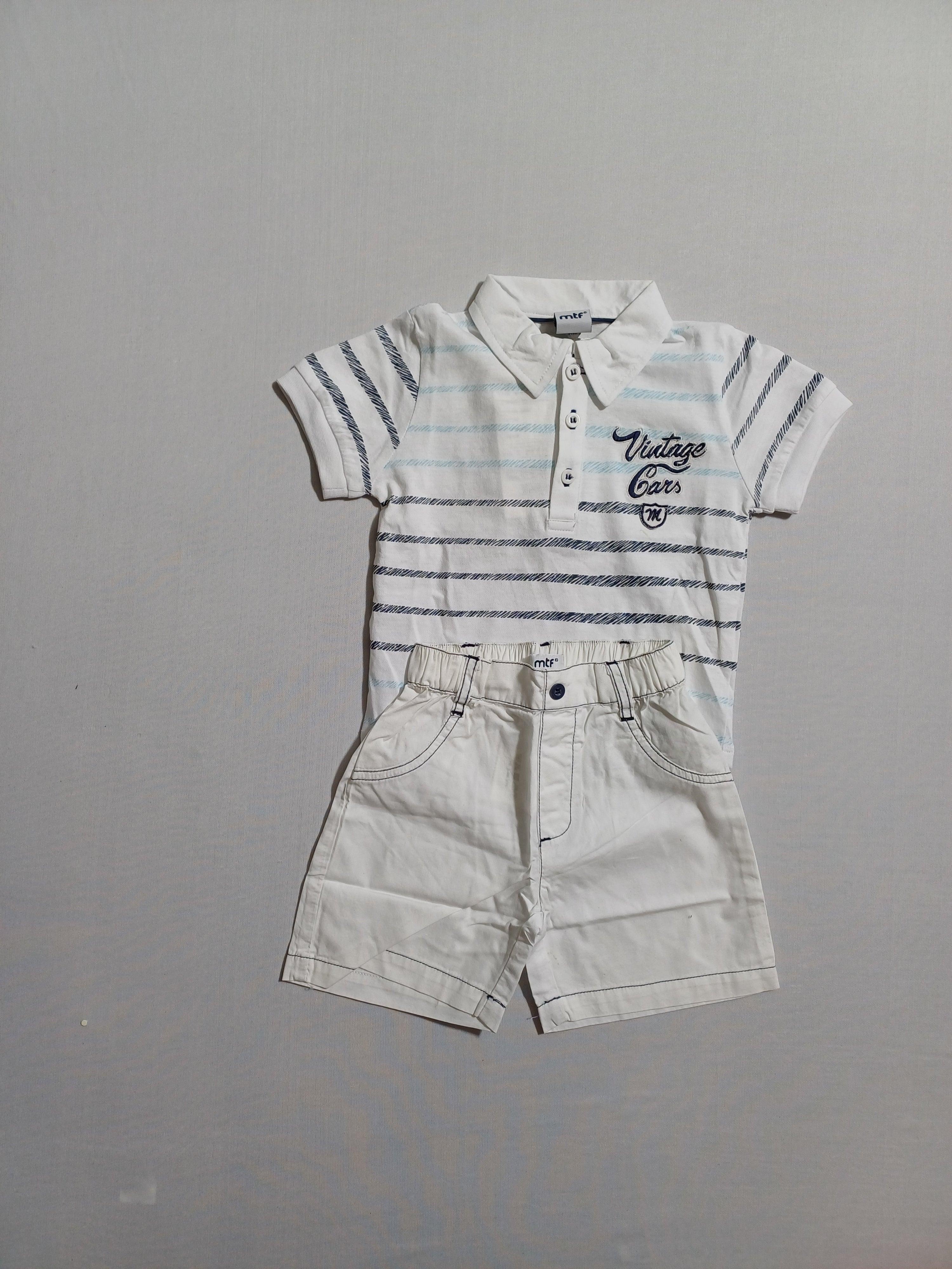 طقم بولو تي شيرت وشورت من قطعتين من MTF WHITE-9M