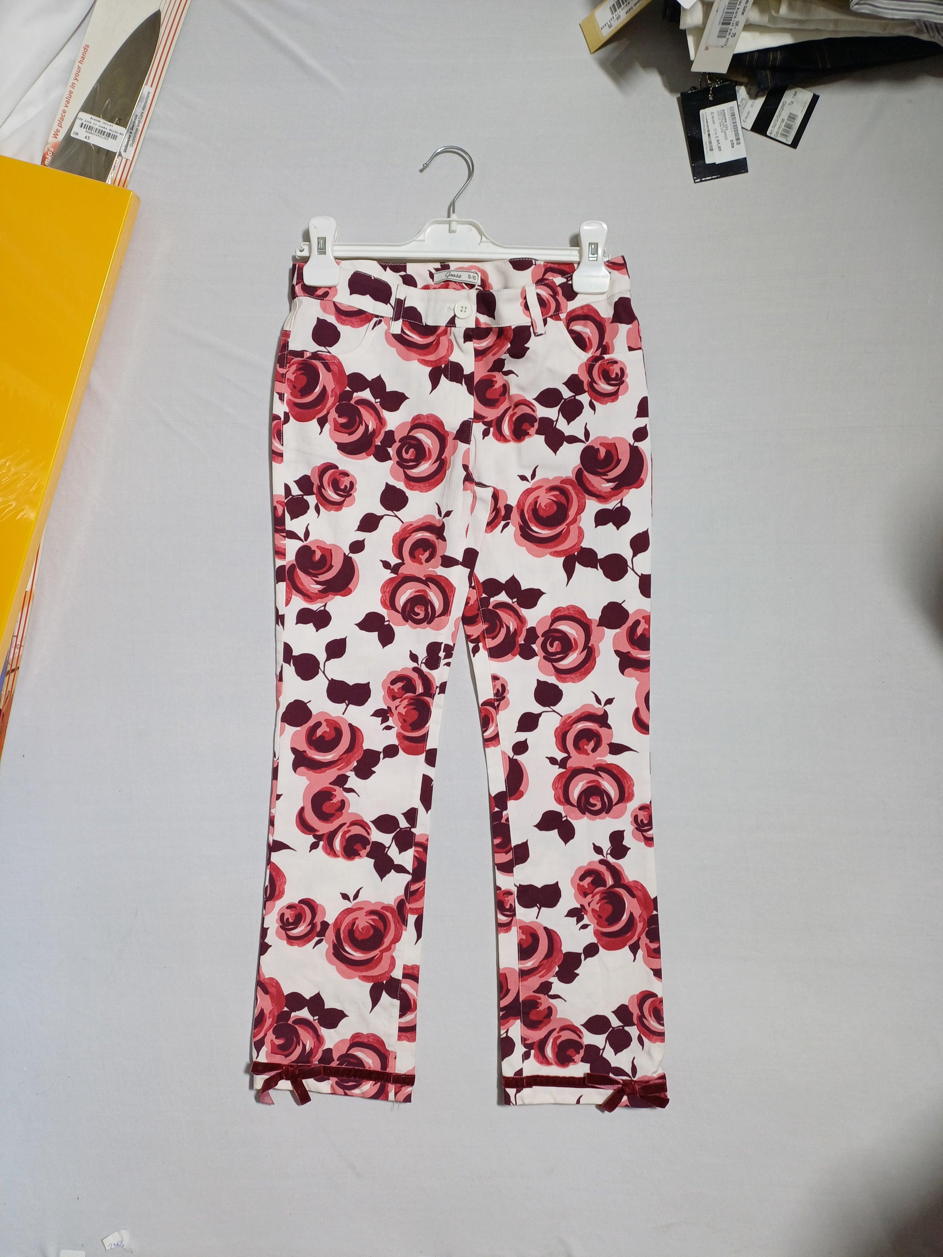 G16K40515 WHTFLORAL-9-10Y GIRL PANT