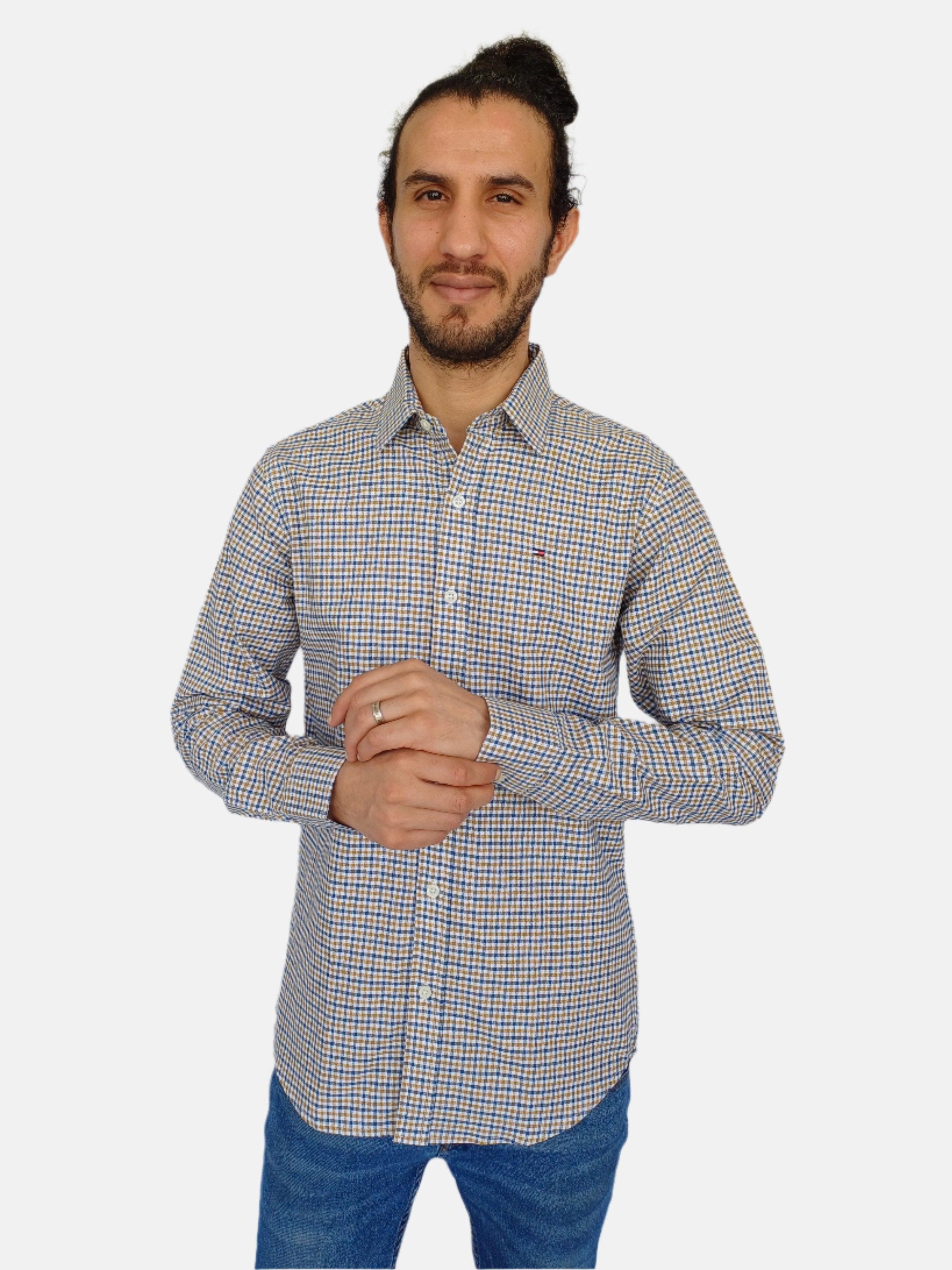 Yellow blue Check Tommy Hilfiger Men Shirt