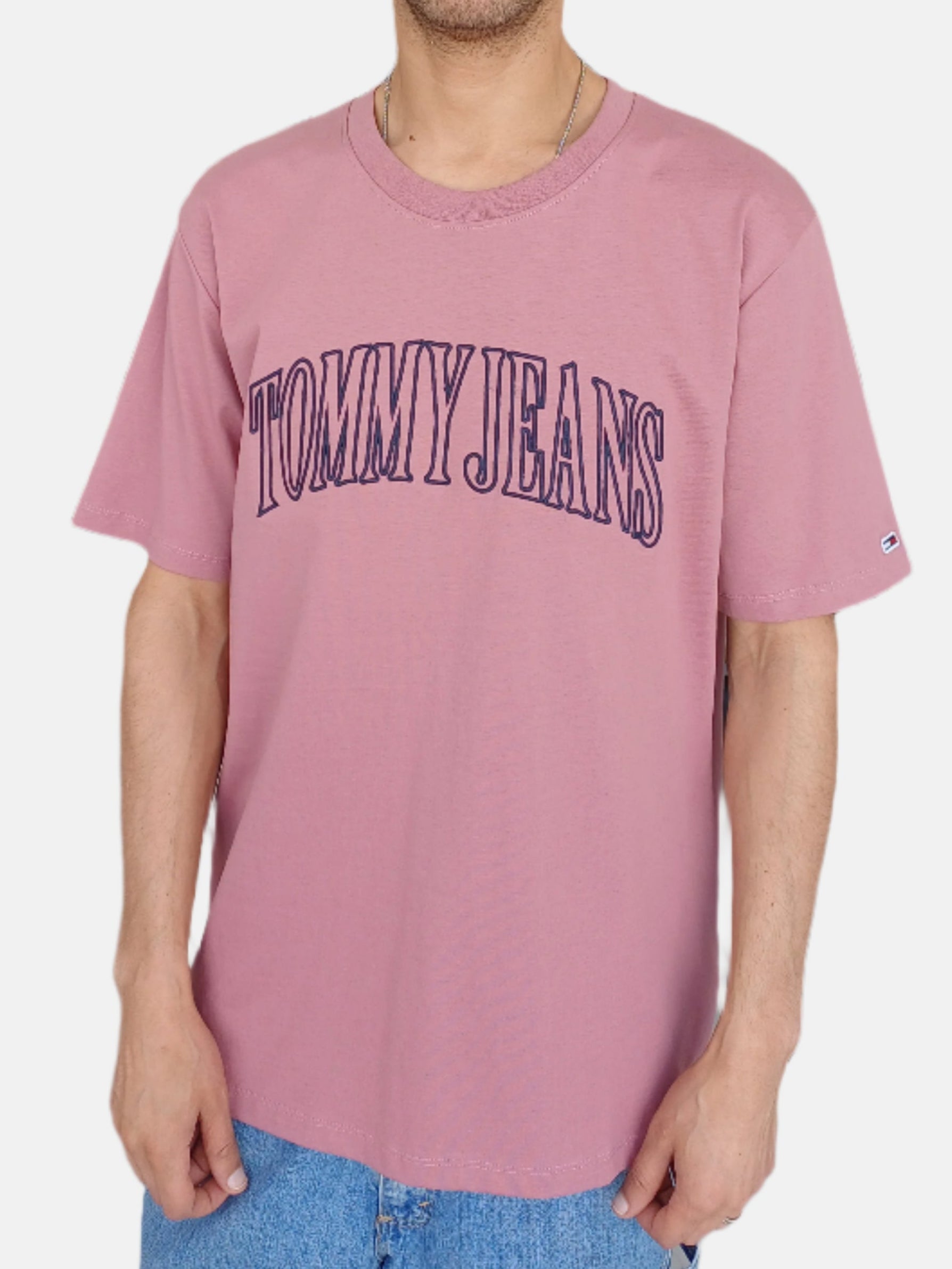 Tommy Jeans Men Round Neck T-Shirt 6 Pink 8765162317