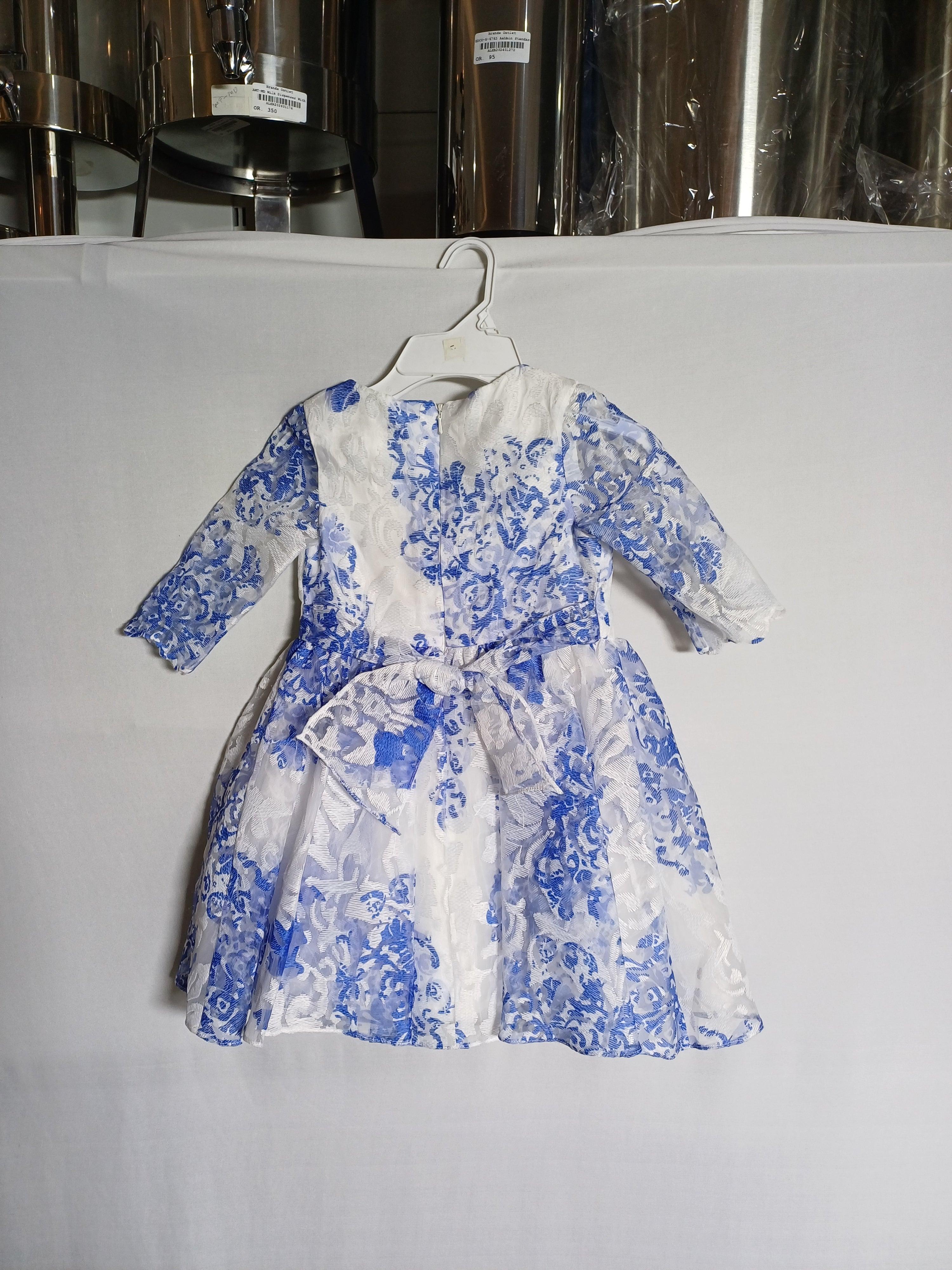 DAVID CHARLES WHTBLU-4Y GIRL DRESS DC0031