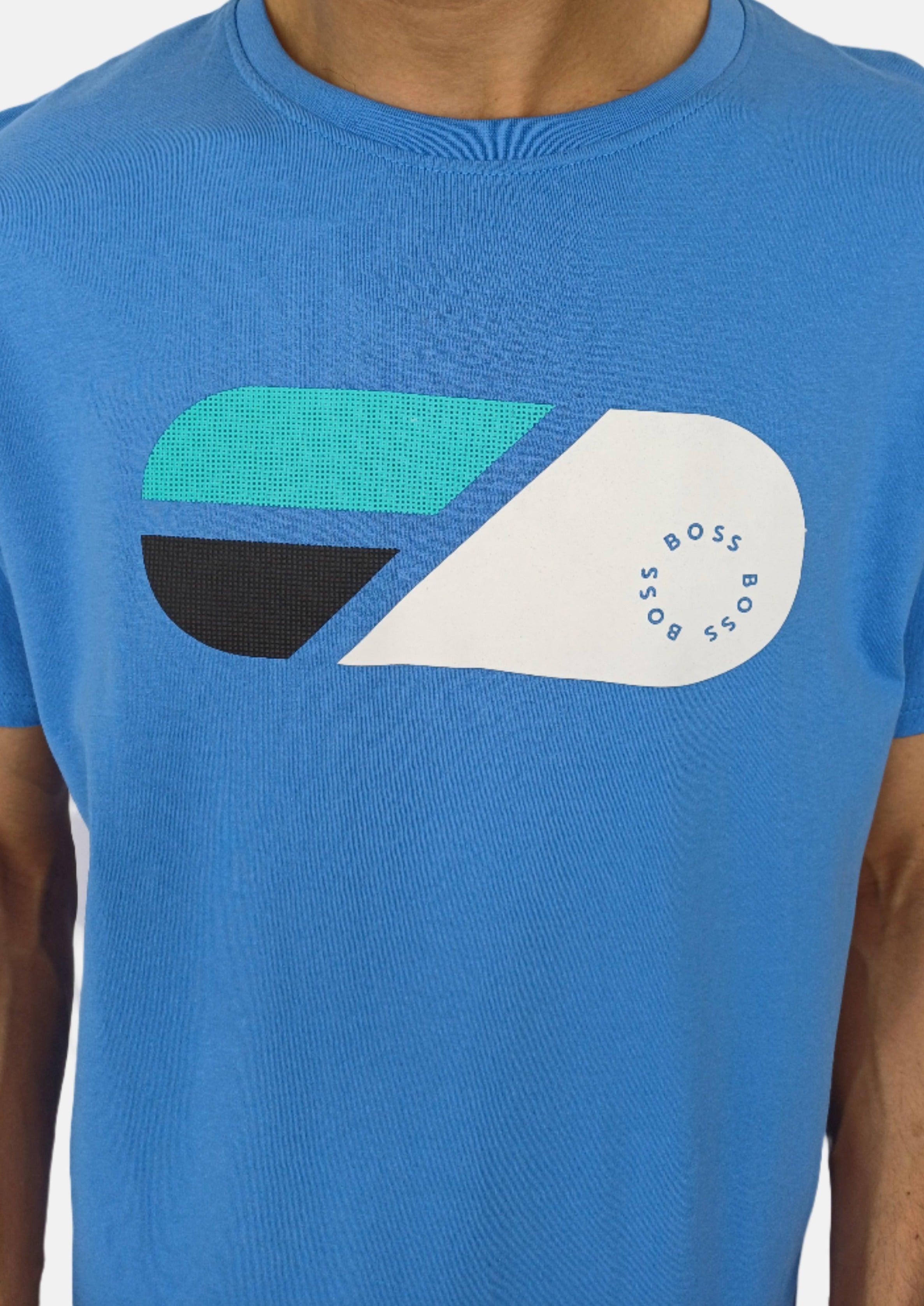تي شيرت رجالي باللون الأزرق والأسود من Boss