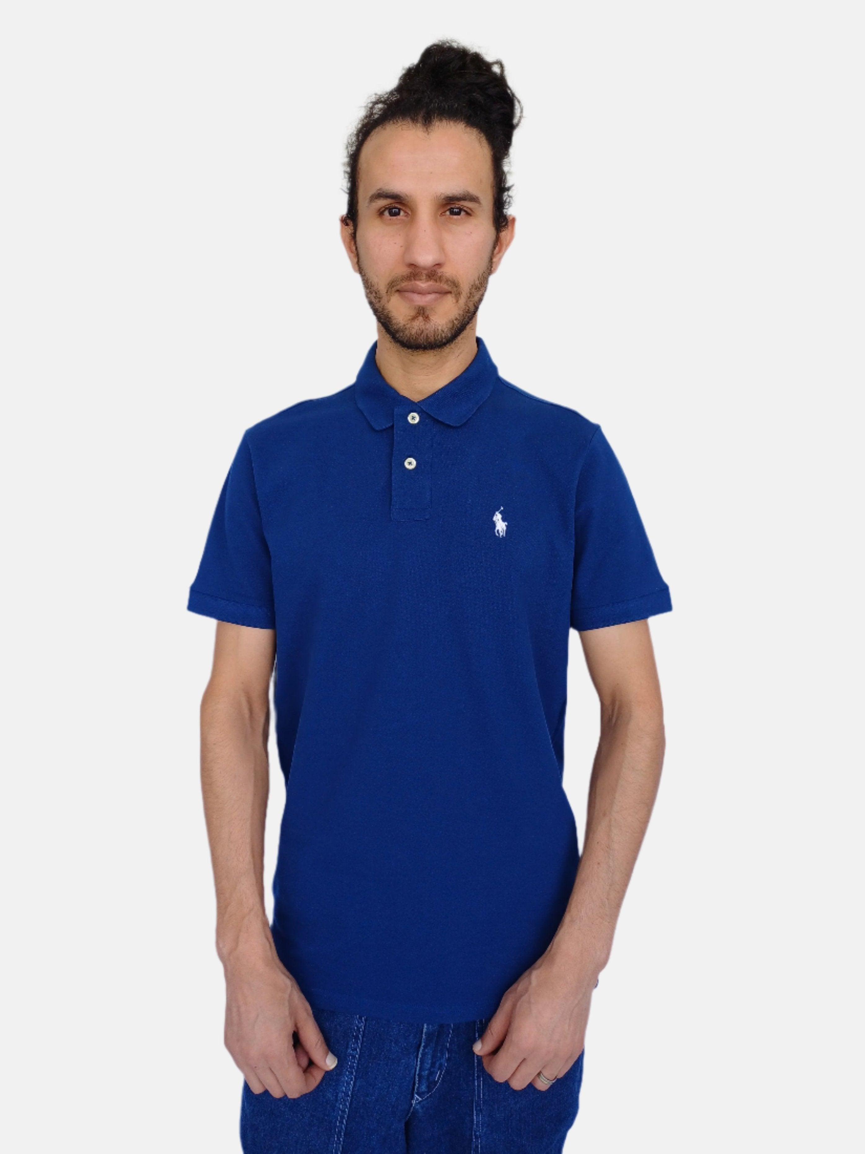 تي شيرت بولو رجالي من رالف لورين بقصّة Slim Fit باللون الأزرق