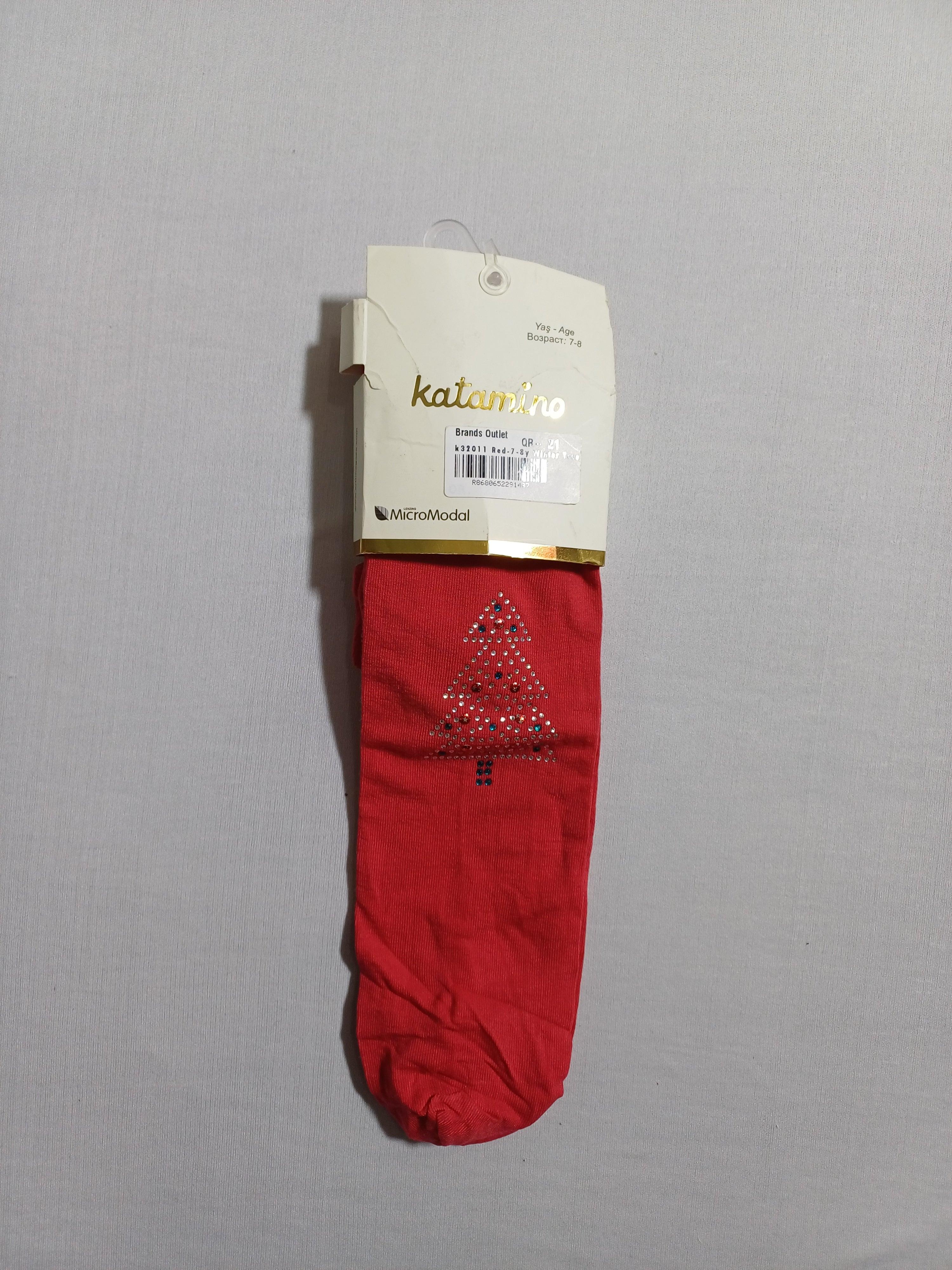 k32011 Red Winter Tree Aks. Pantyhose