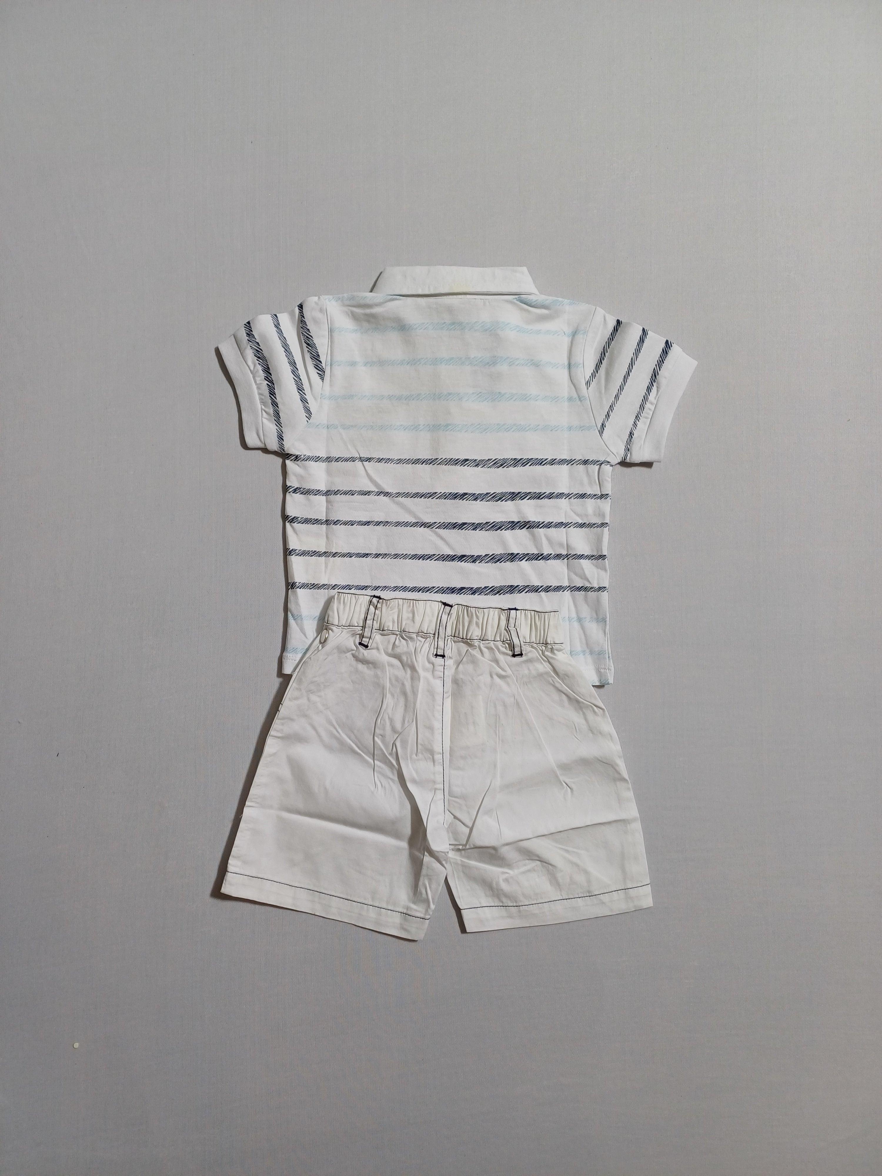 طقم بولو تي شيرت وشورت من قطعتين من MTF WHITE-9M