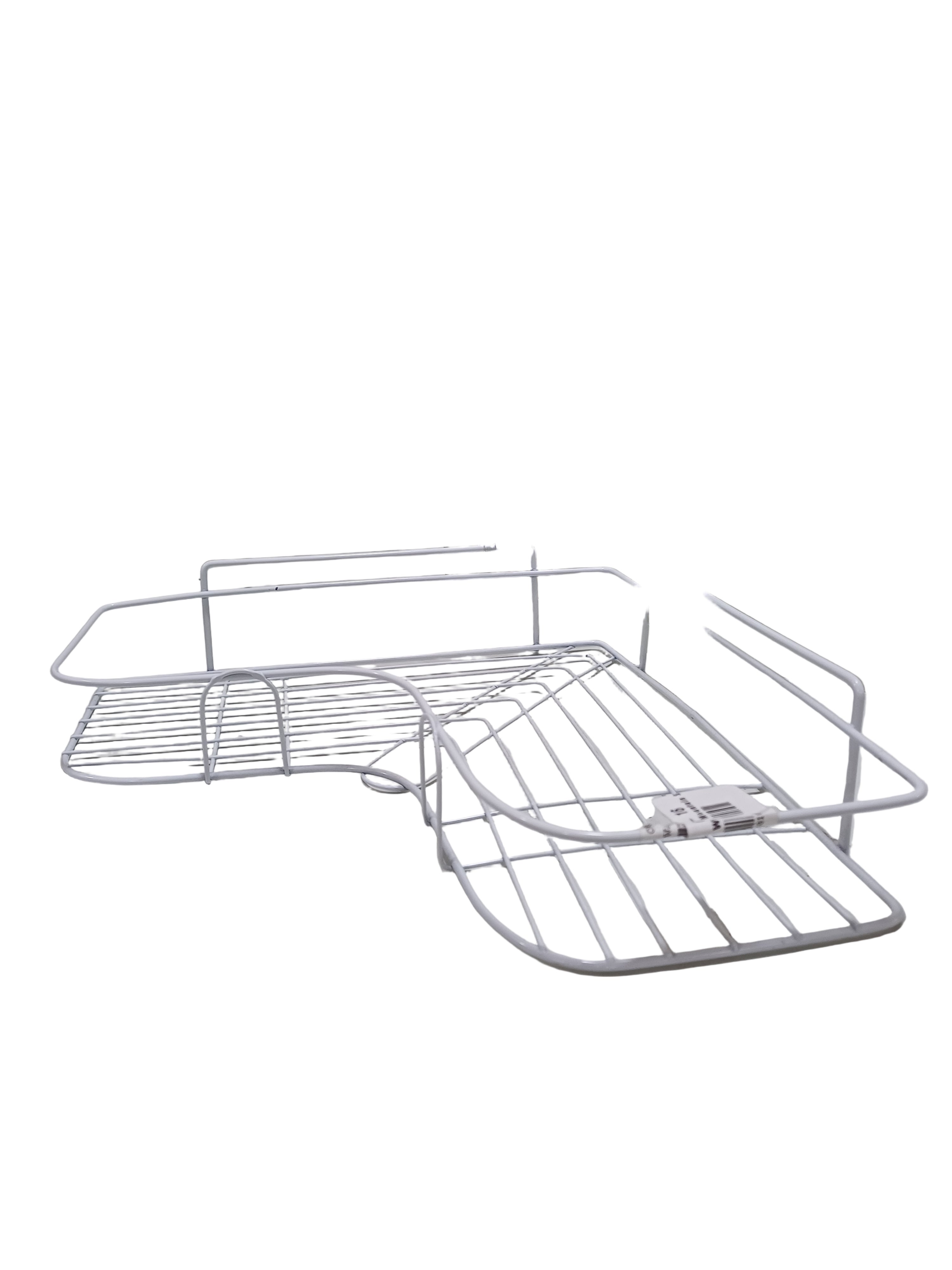 رف حائطي أبيض بزاوية جبلية مع لاصق