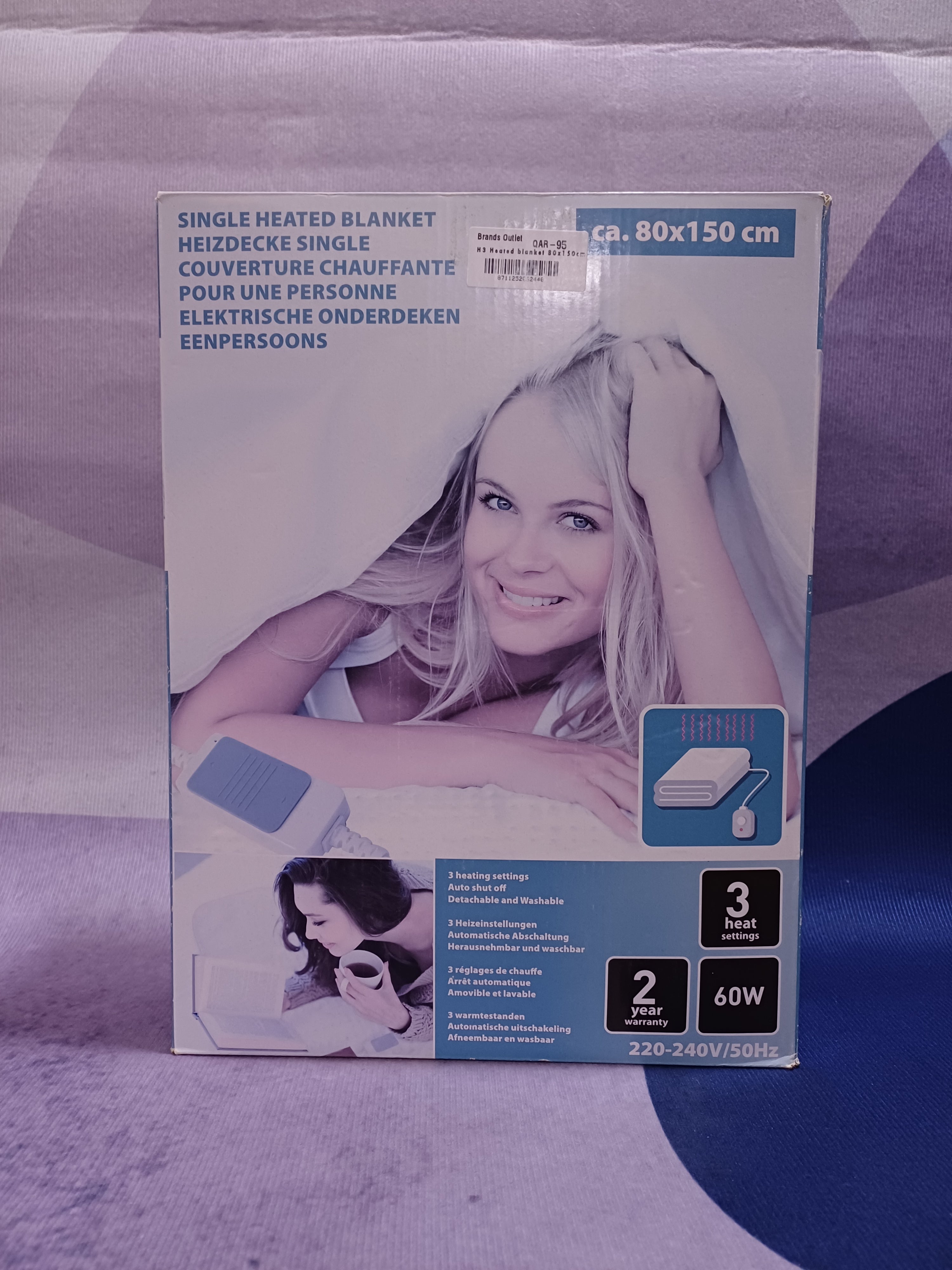 بطانية H3 مدفأة 80x150 سم 60 واط 230 فولت إيقاف تلقائي 100% بوليستر 450 جرام