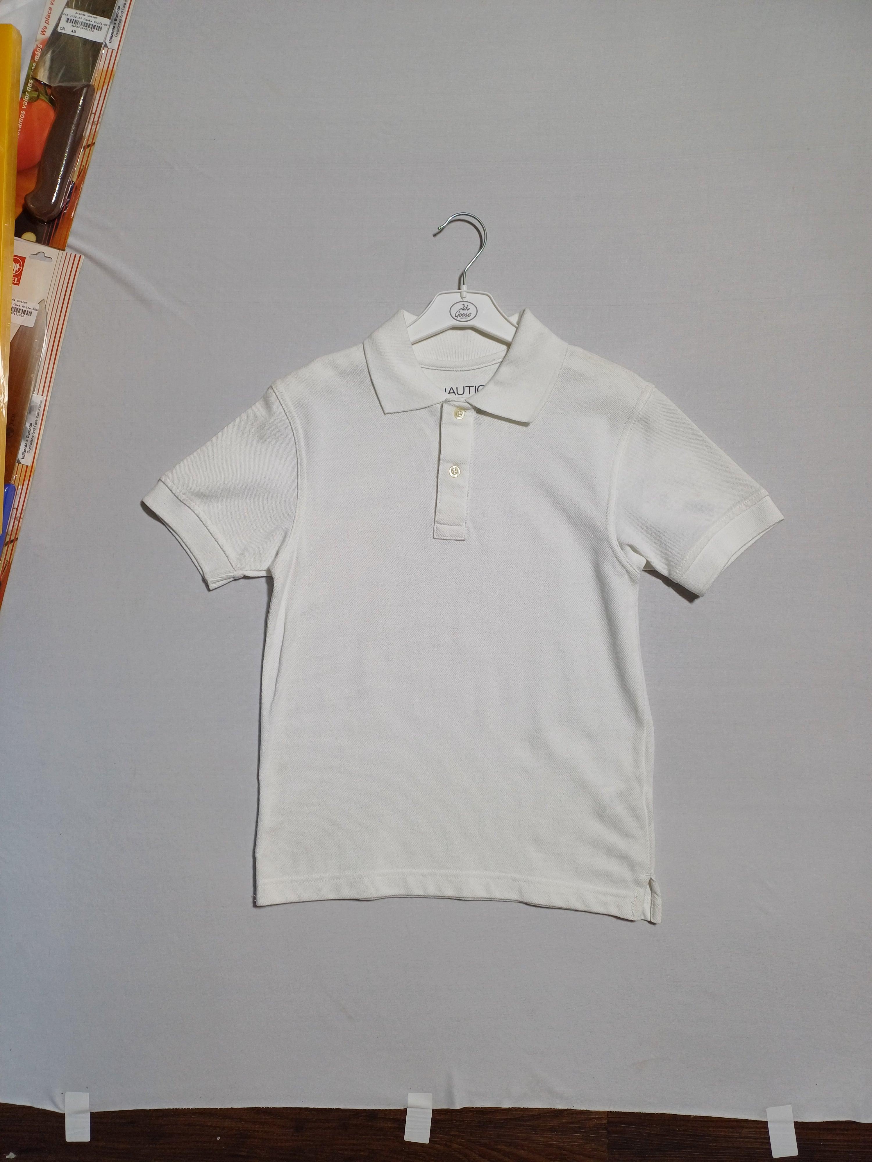 White Nautica Boy Long Sleeve Polo T-Shirt N881499E
