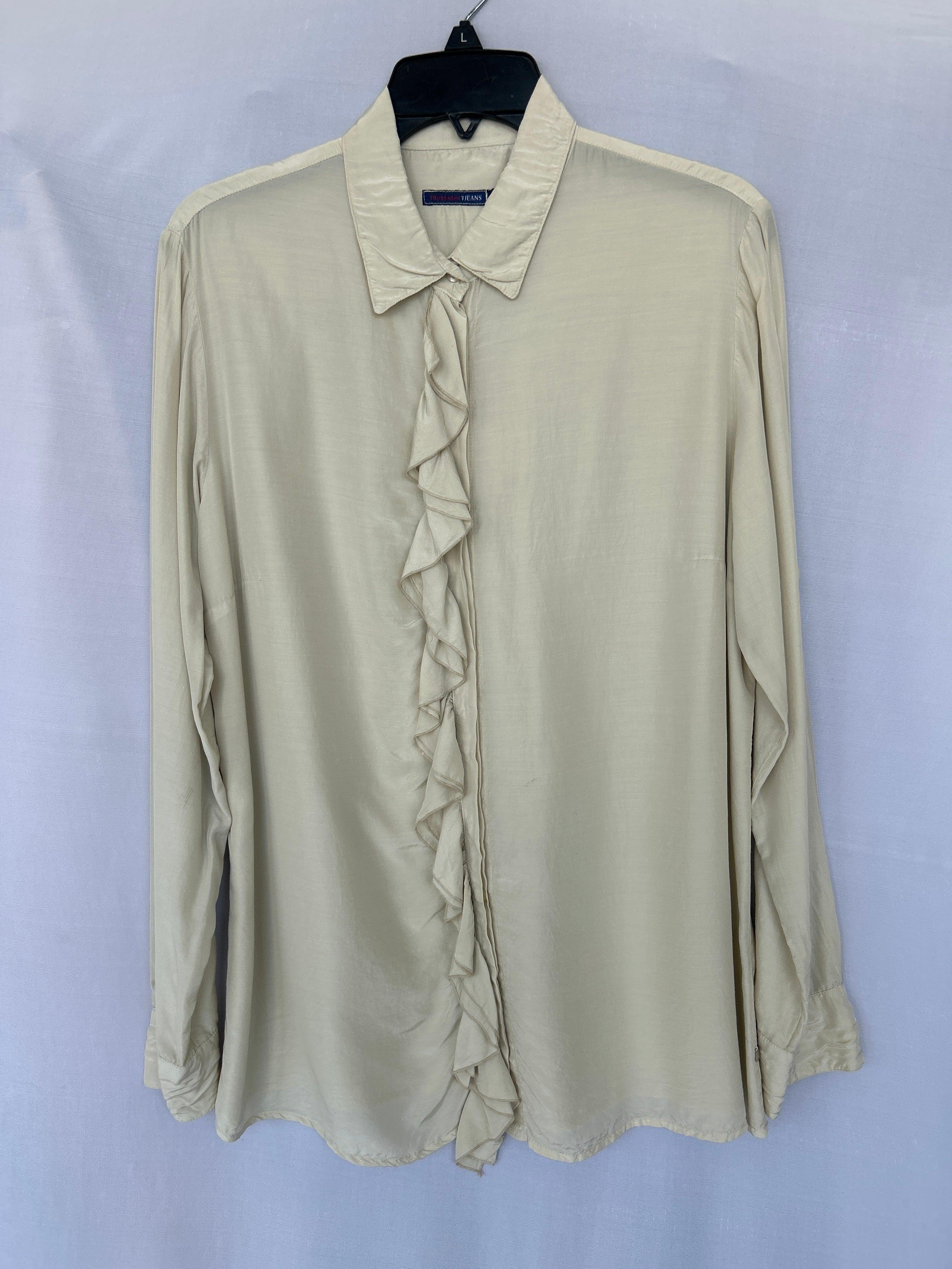 قميص نسائي بأكمام طويلة من Trussardi 564360 بلون كريمي مقاس XXL-50