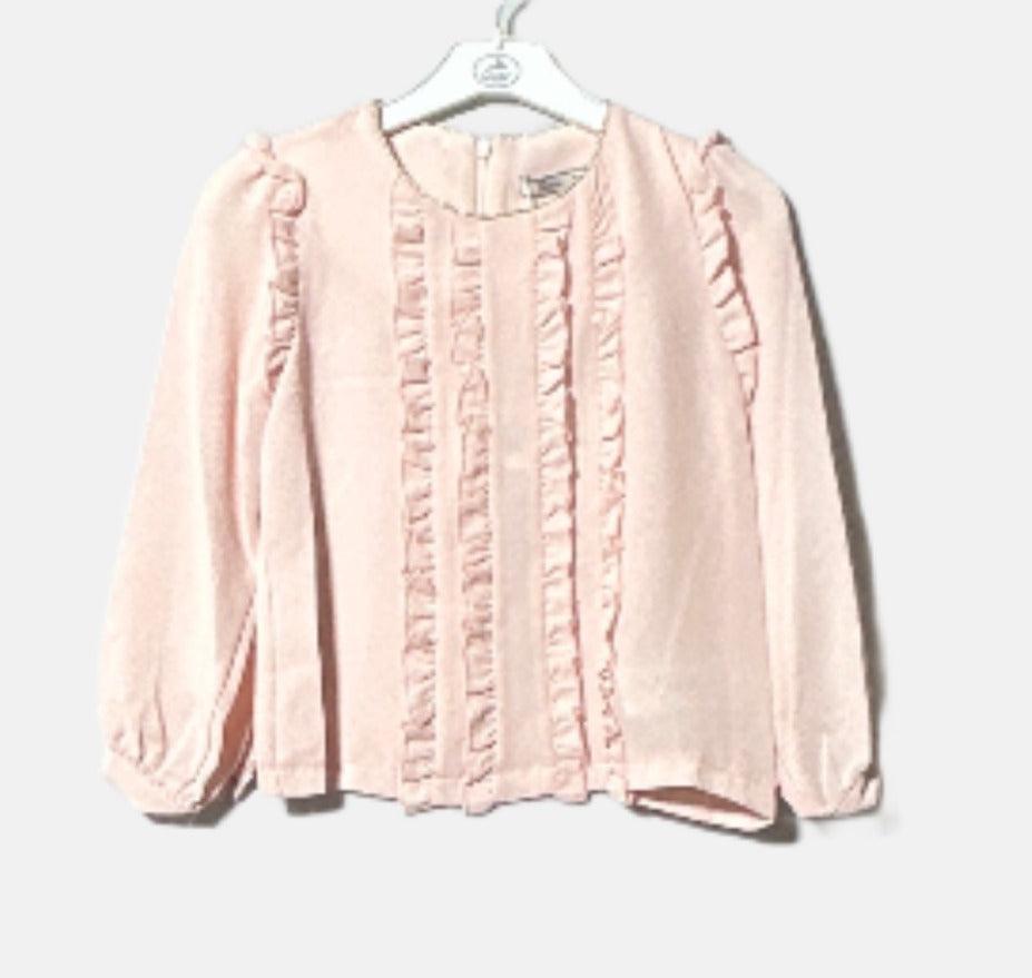 G19K50201 BLOUSE L/S SIM BIYELI FIRFIRLI GOMLEK Pembe