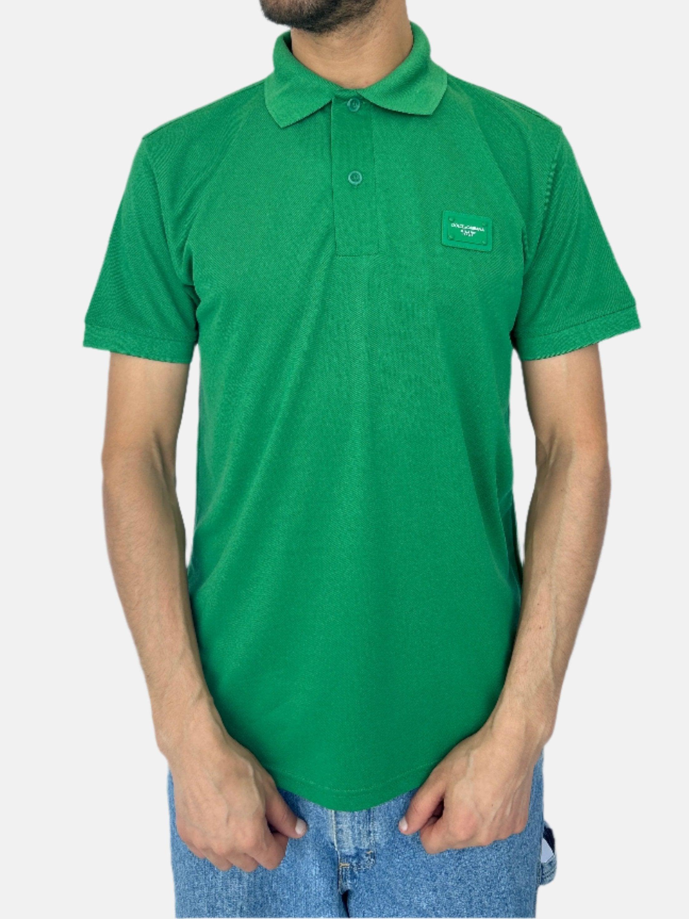 DOLCE & GABBANA Logo Plaque Polo T-shirt Green