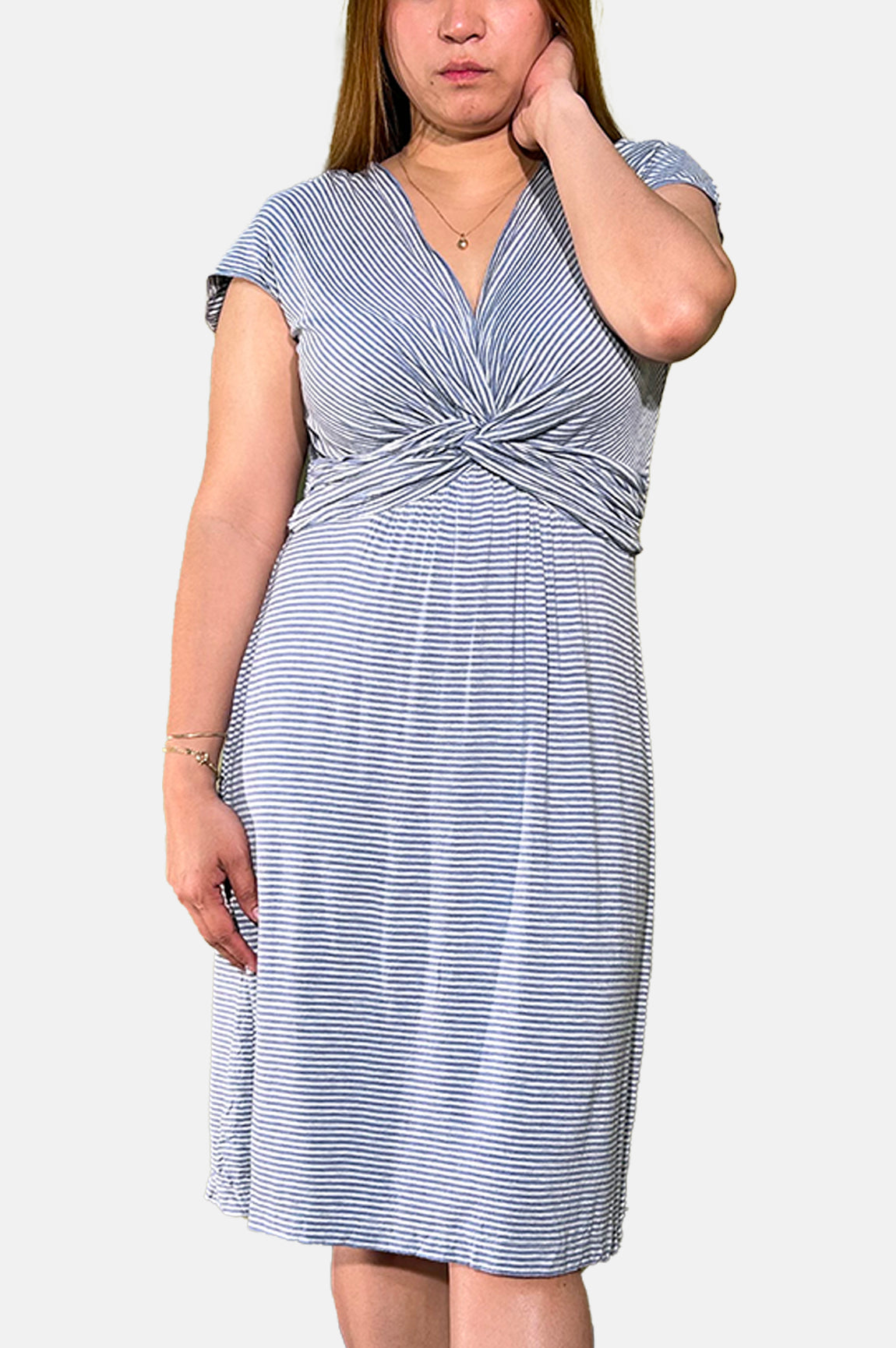 StudioM Women Short Sleeve Dress 3E04F55 85799K XL Blue,Grey