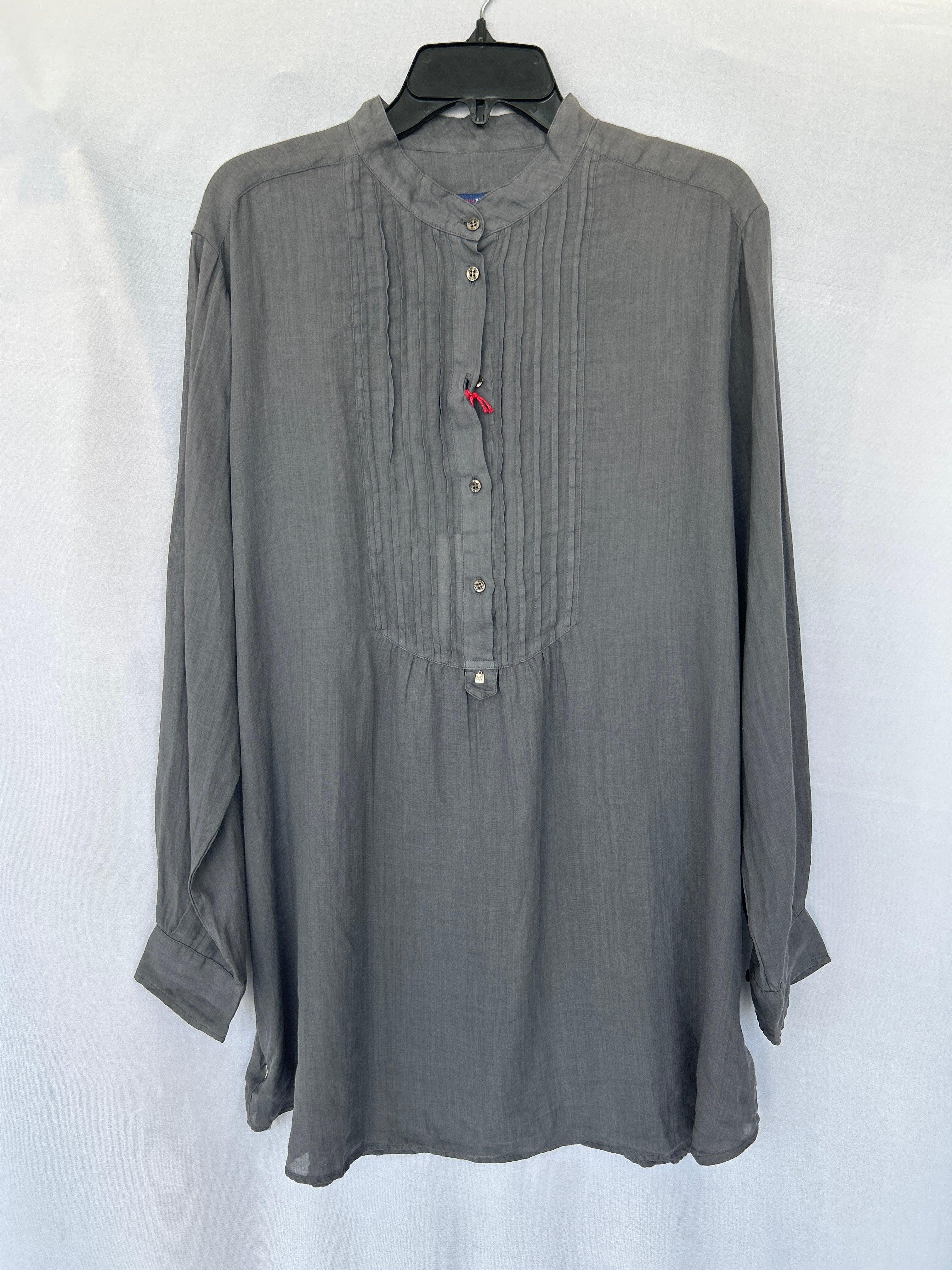 بلوزة قميص من الكتان بأكمام طويلة للنساء من تروساردي M-Blue Col-119 564324