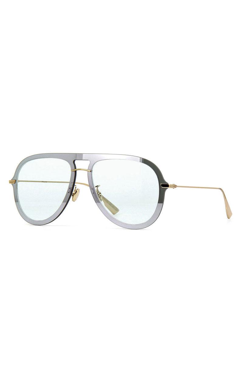 Chirstian Dior Silver Green Aviator 57mm Sunglasses