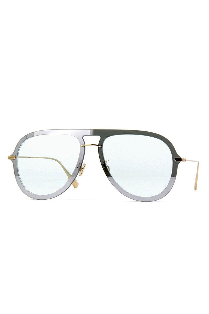 Chirstian Dior Silver Green Aviator 57mm Sunglasses