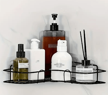 Black Corner Wall Mountain Shelf Rack with Adhesive