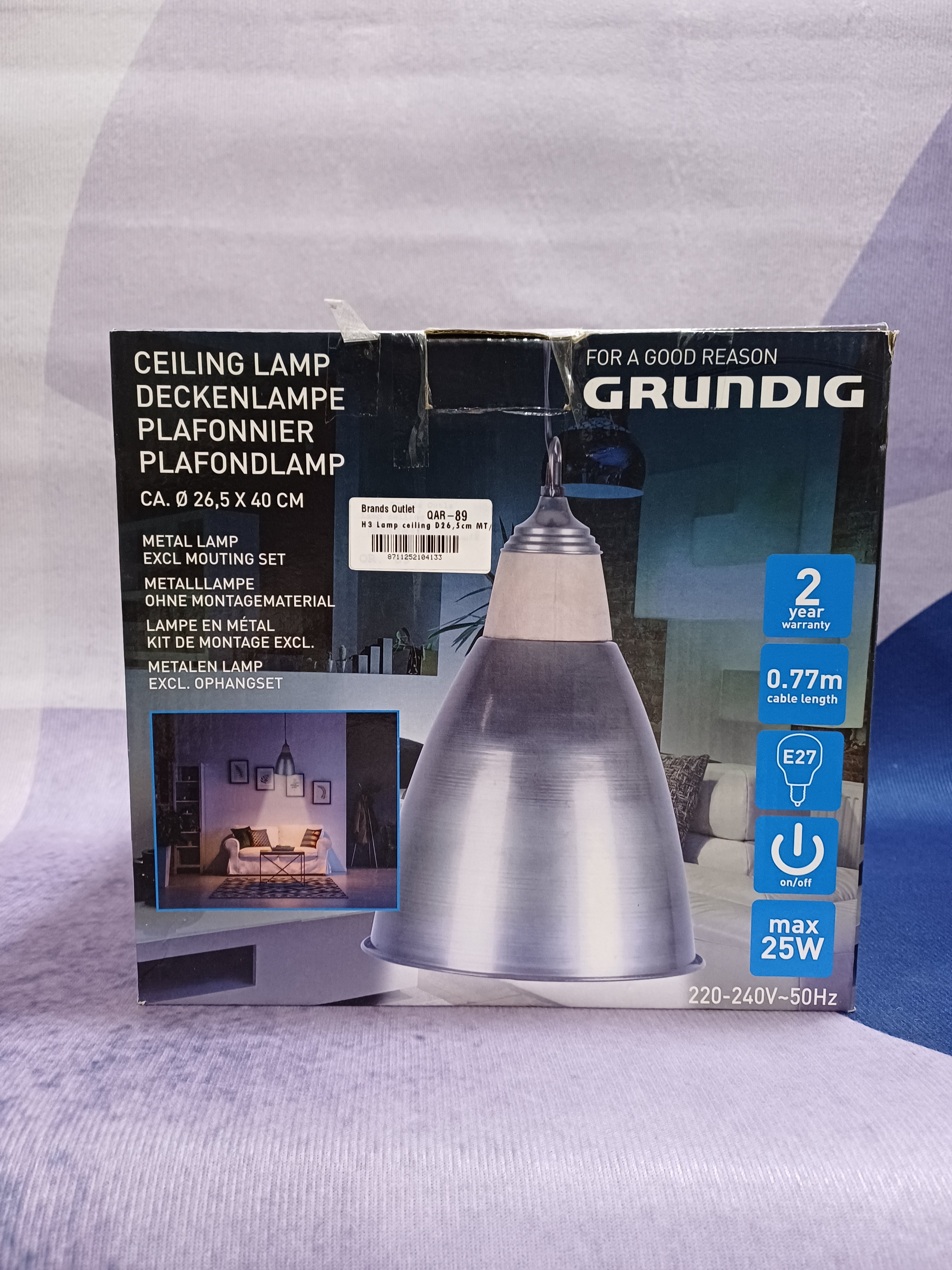 H3 Lamp ceiling D26,5cm MT/WD Grundig E27 max25w 230v Cb