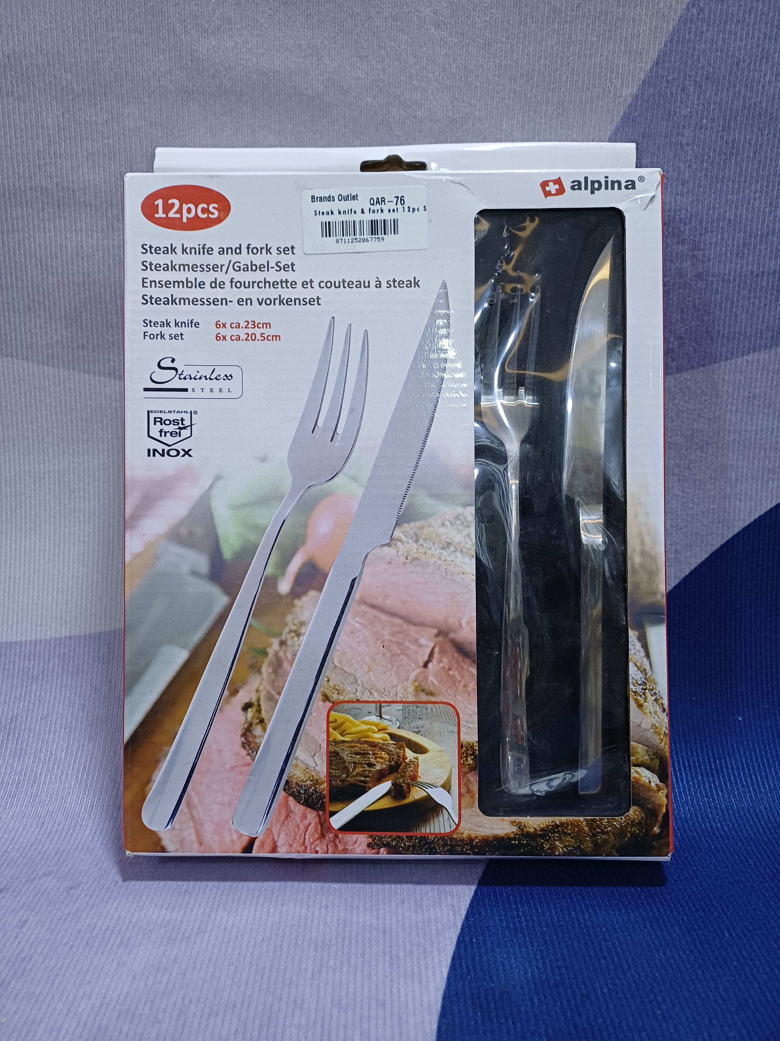 طقم سكين وشوكة لحم 12 قطعة من الفولاذ المقاوم للصدأ Alpina 23/20,5 سم 6,8/1,6 مم Cbw