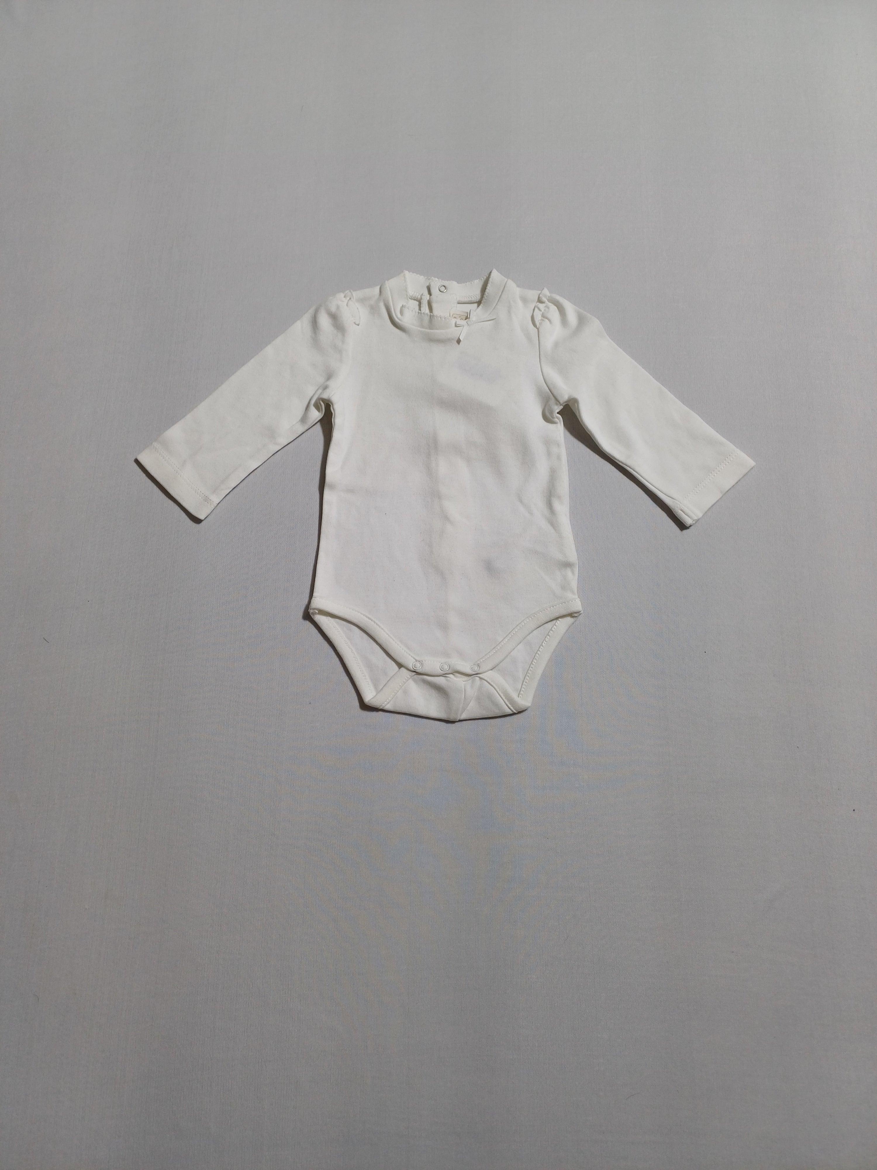 MAYORAL WHITE-2-4M GIRL LS BABY ROMPER 160
