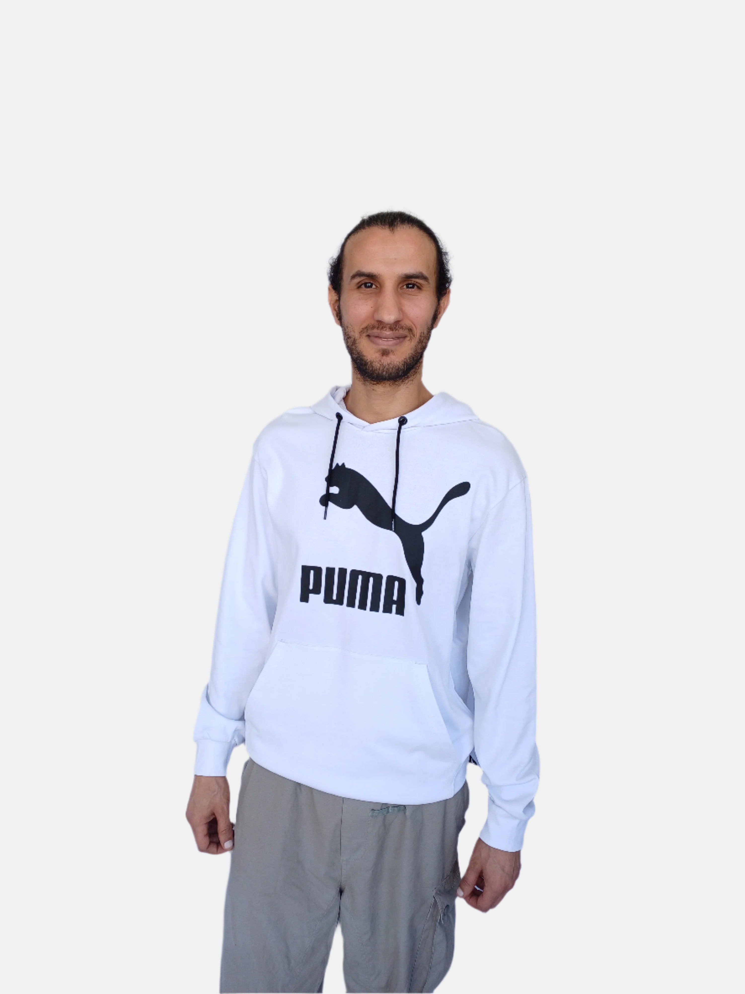 White Puma Men Big Logo Hoodie Sweatshirt