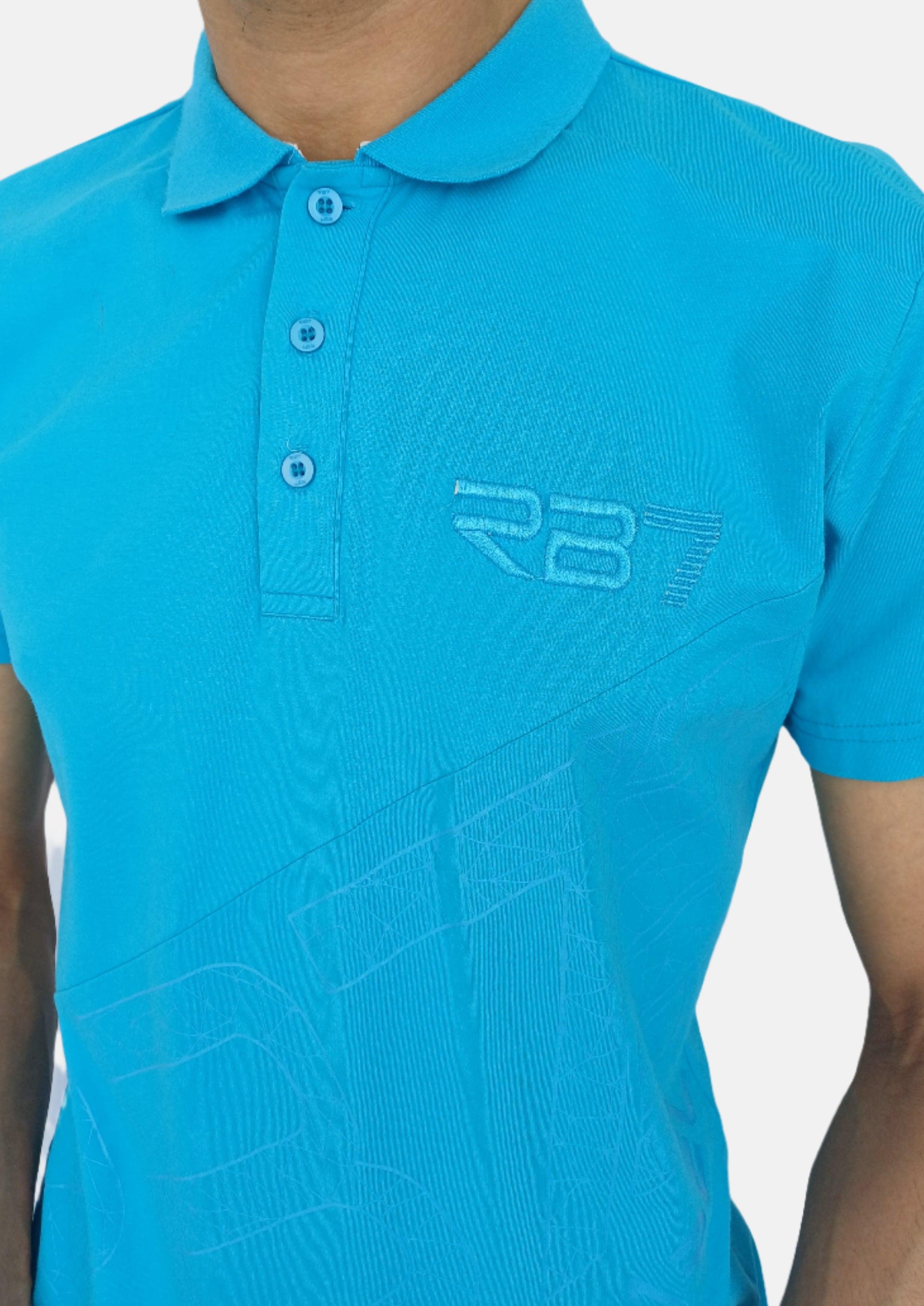 RB7 Blue Palava Men Polo T-shirts