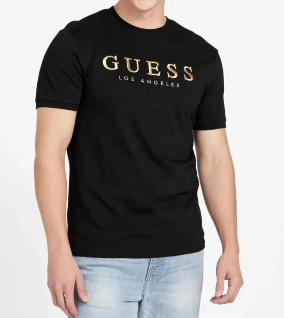 Guess Round Neck T-shirt Black Gold XBOI37
